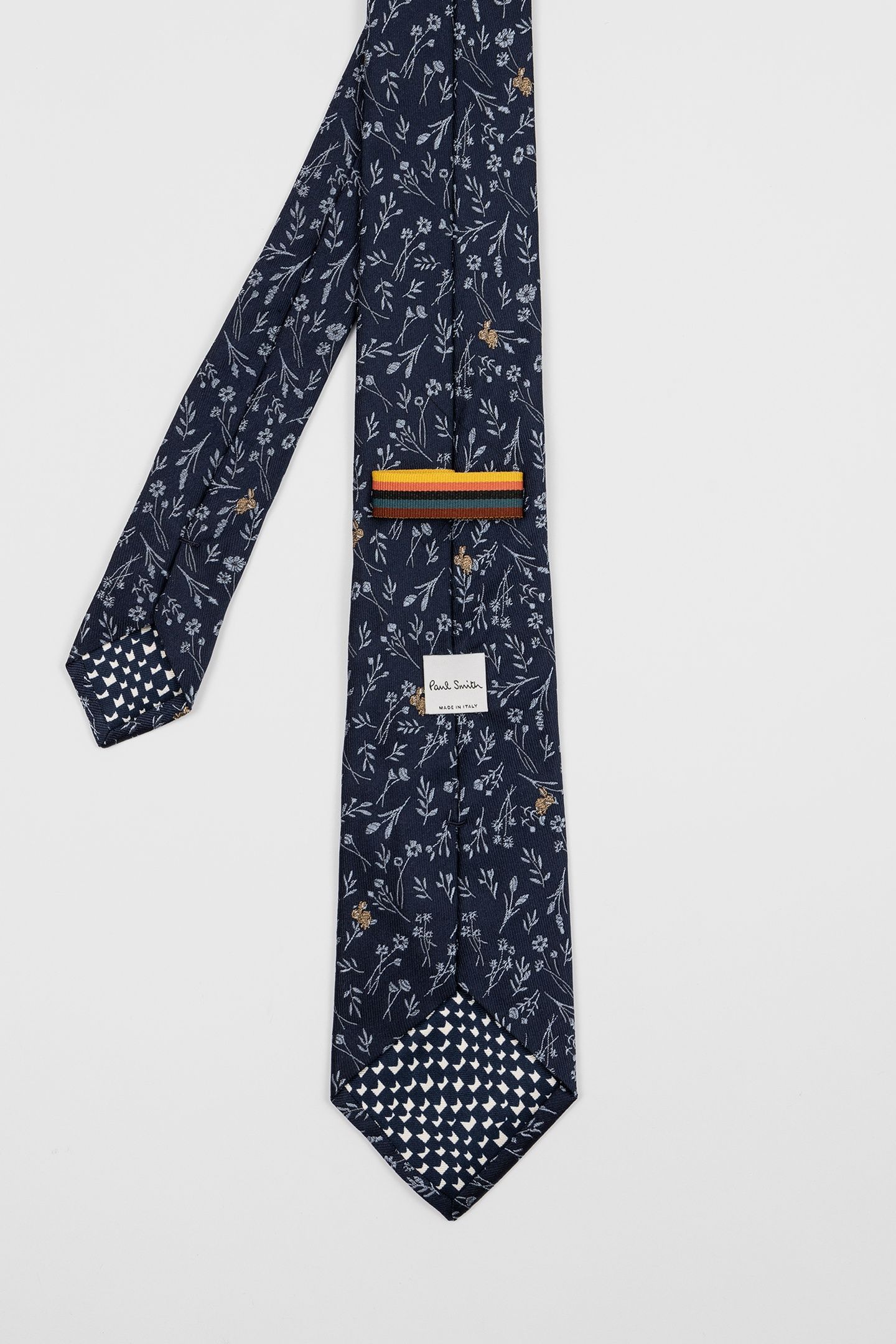 MEN TIE RABBIT FLORAL VERY DARK NAVY 8