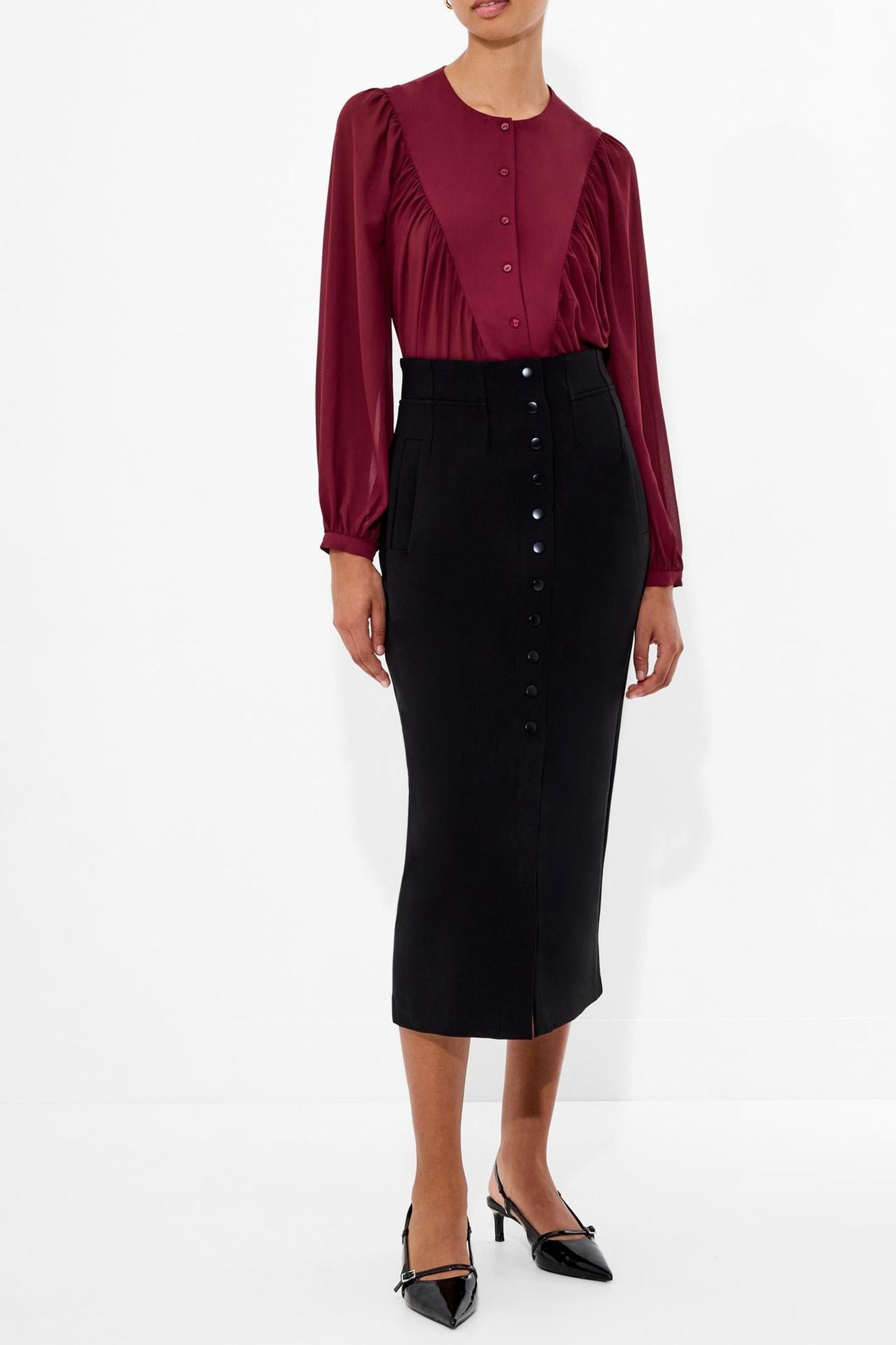 EDEN WESLEY BALLOON SLV SHIRT BORDEAUX RED 1