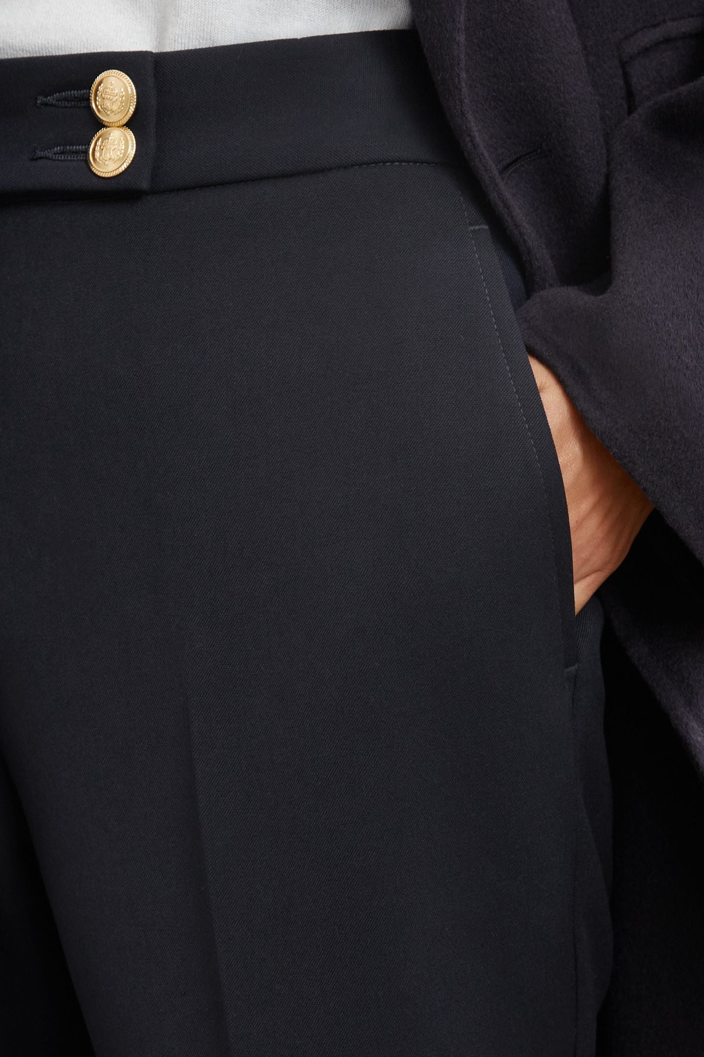TAPER BUTTON DETAIL TROUSER NAVY 6