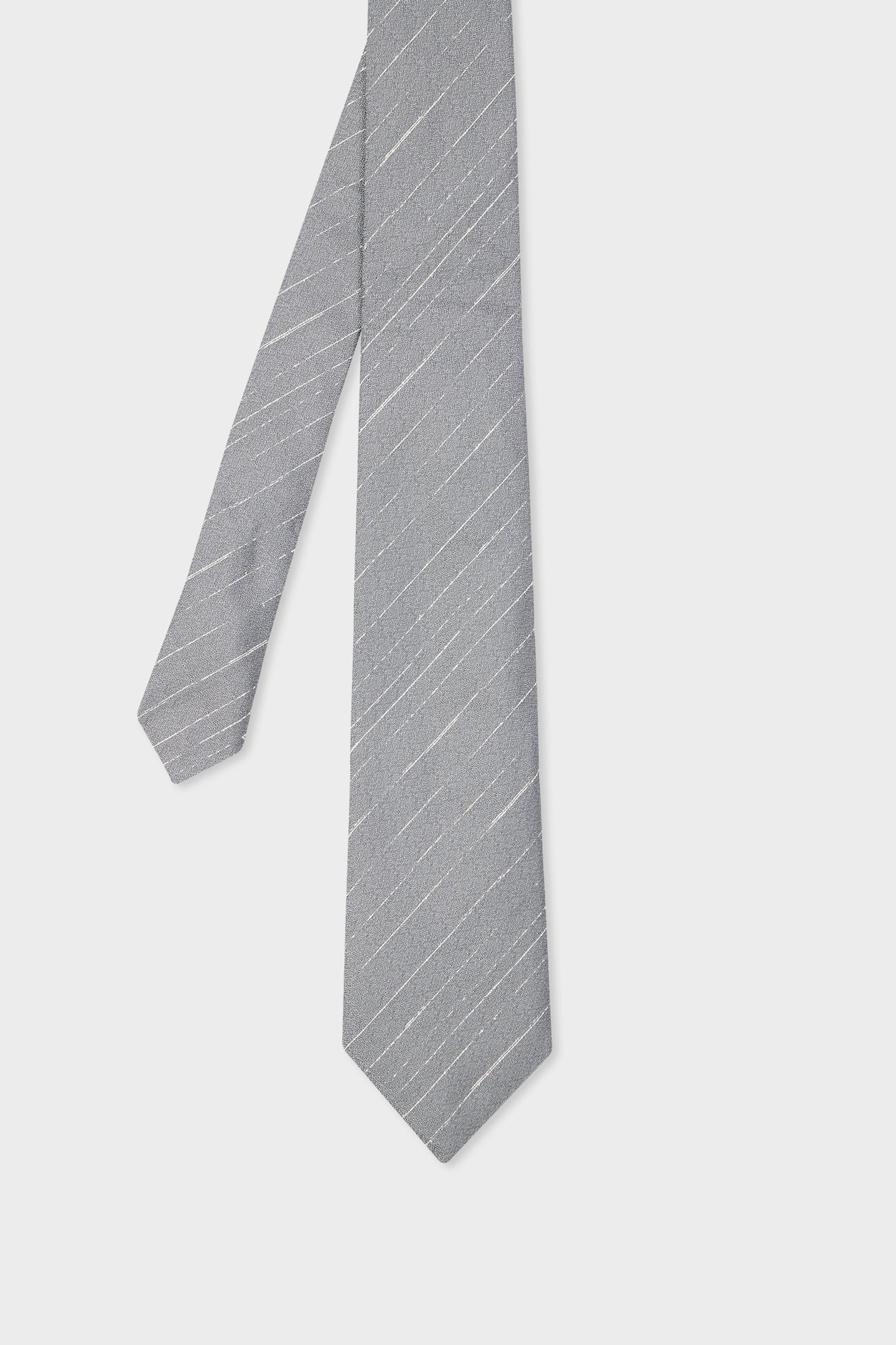 MEN TIE CREPE STRIPE SILVER 5