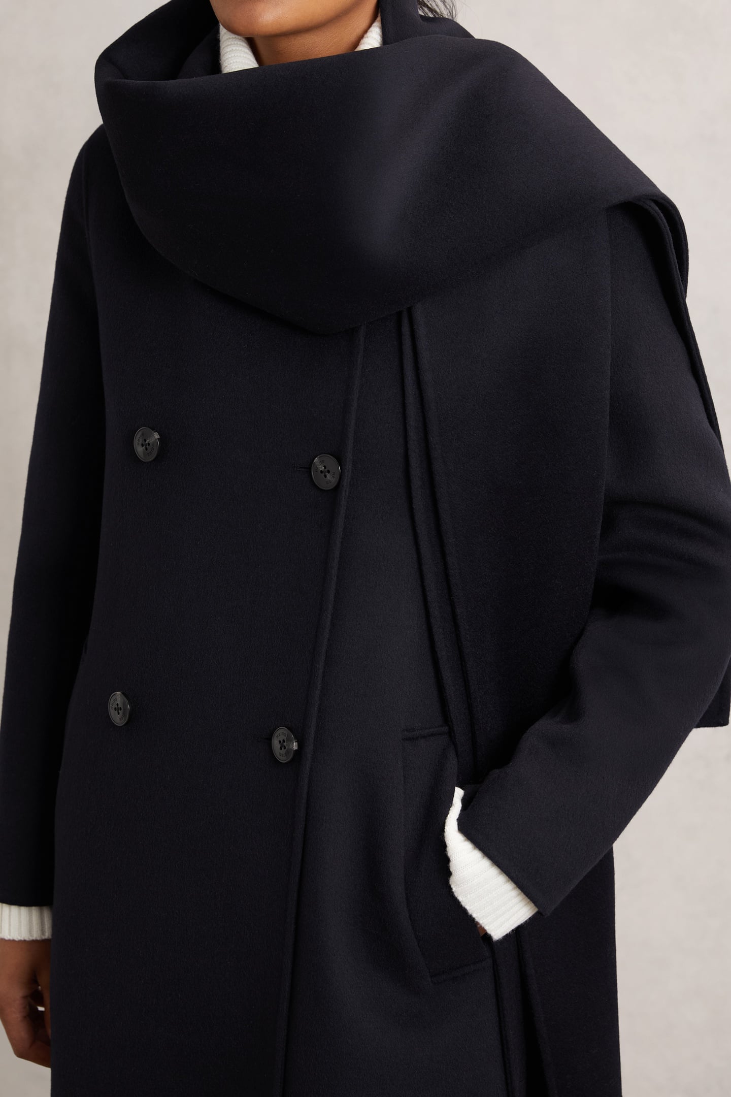 LONG SCARF BLINDSEAM COAT NAVY 5