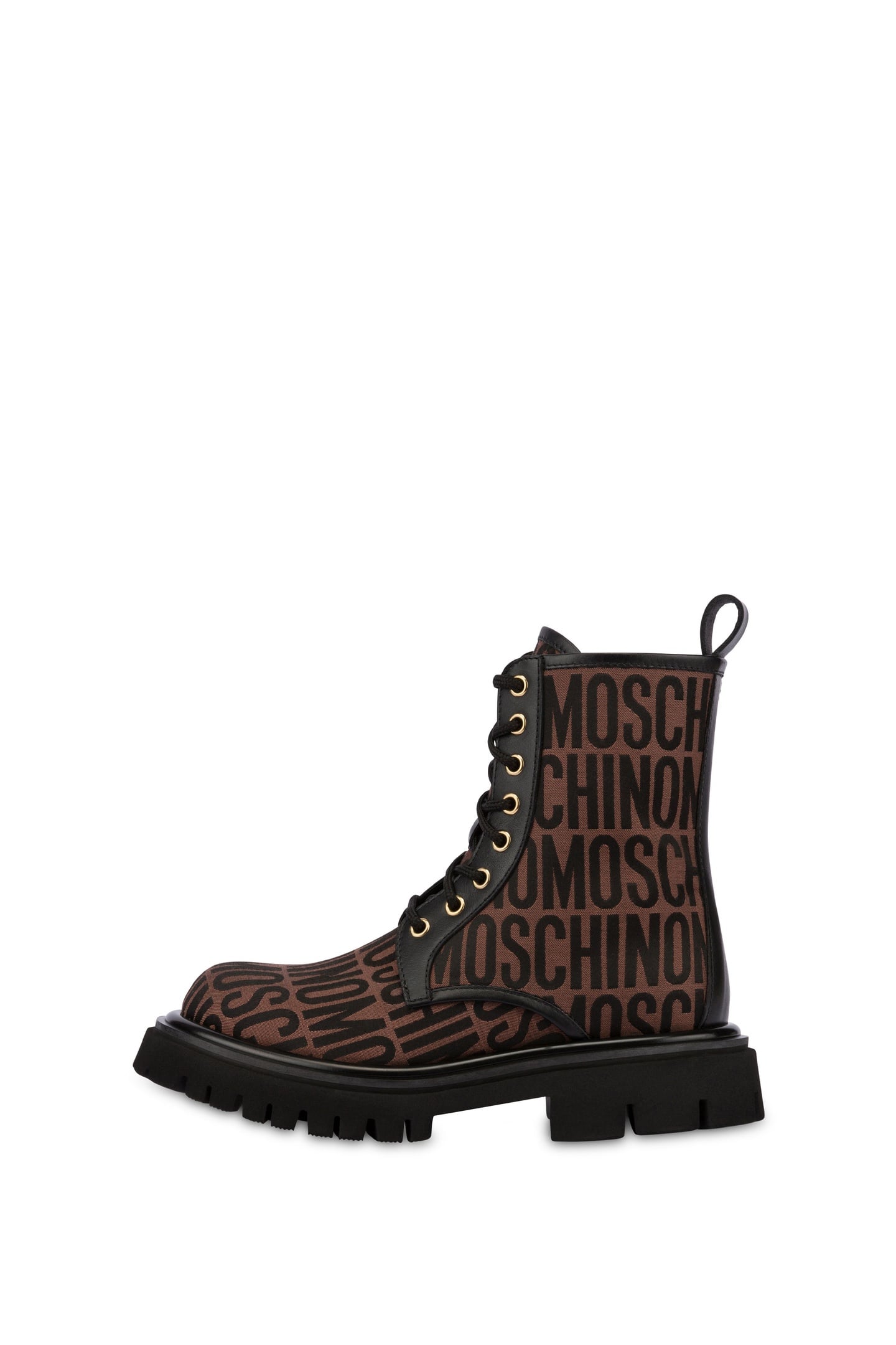 COMBAT BOOT IN NYLON ALLOVER LOGO BROWN 1