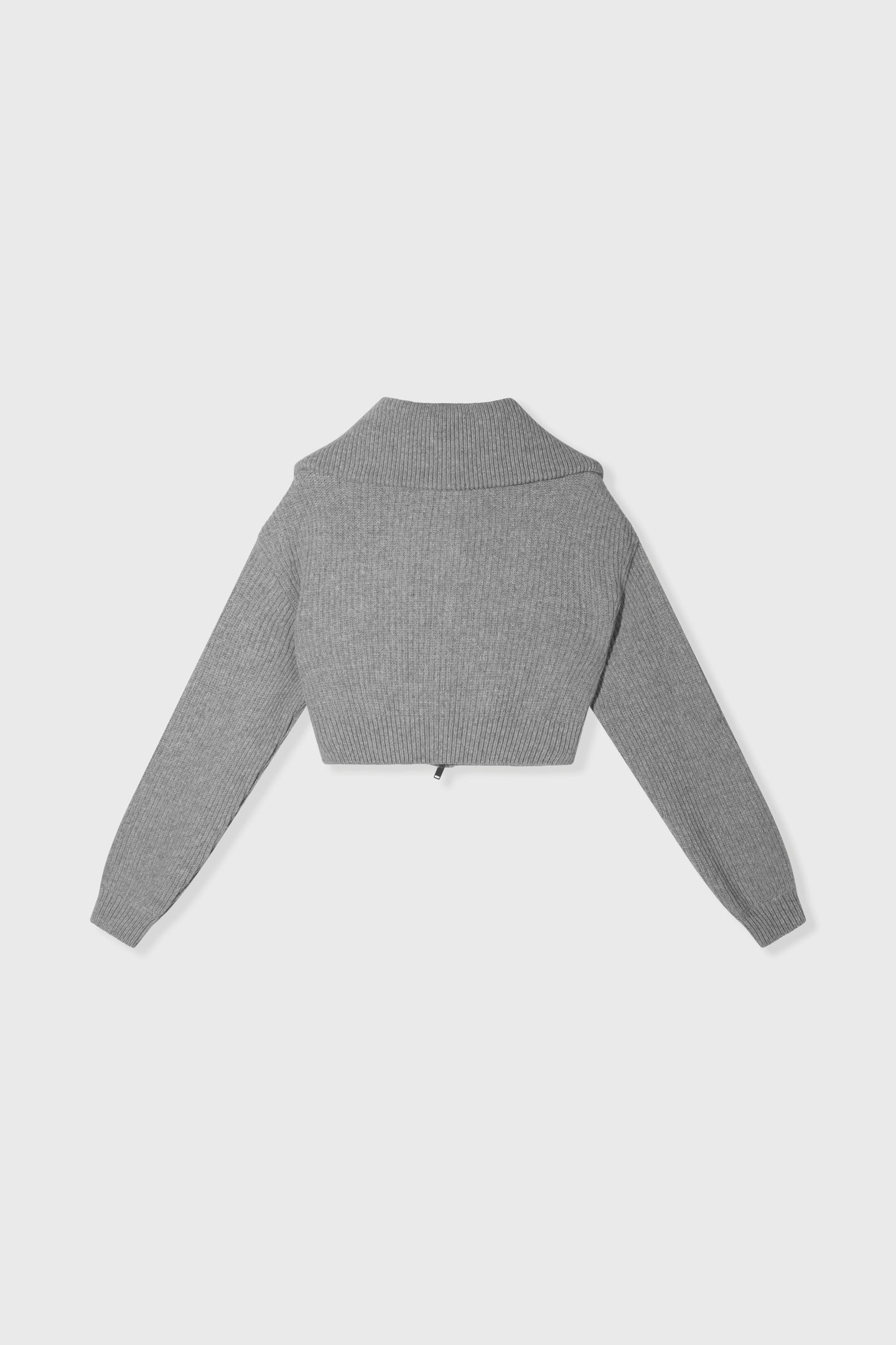 CROPPED KNIT ZIP JACKET LIGHT GREY MELEE 5
