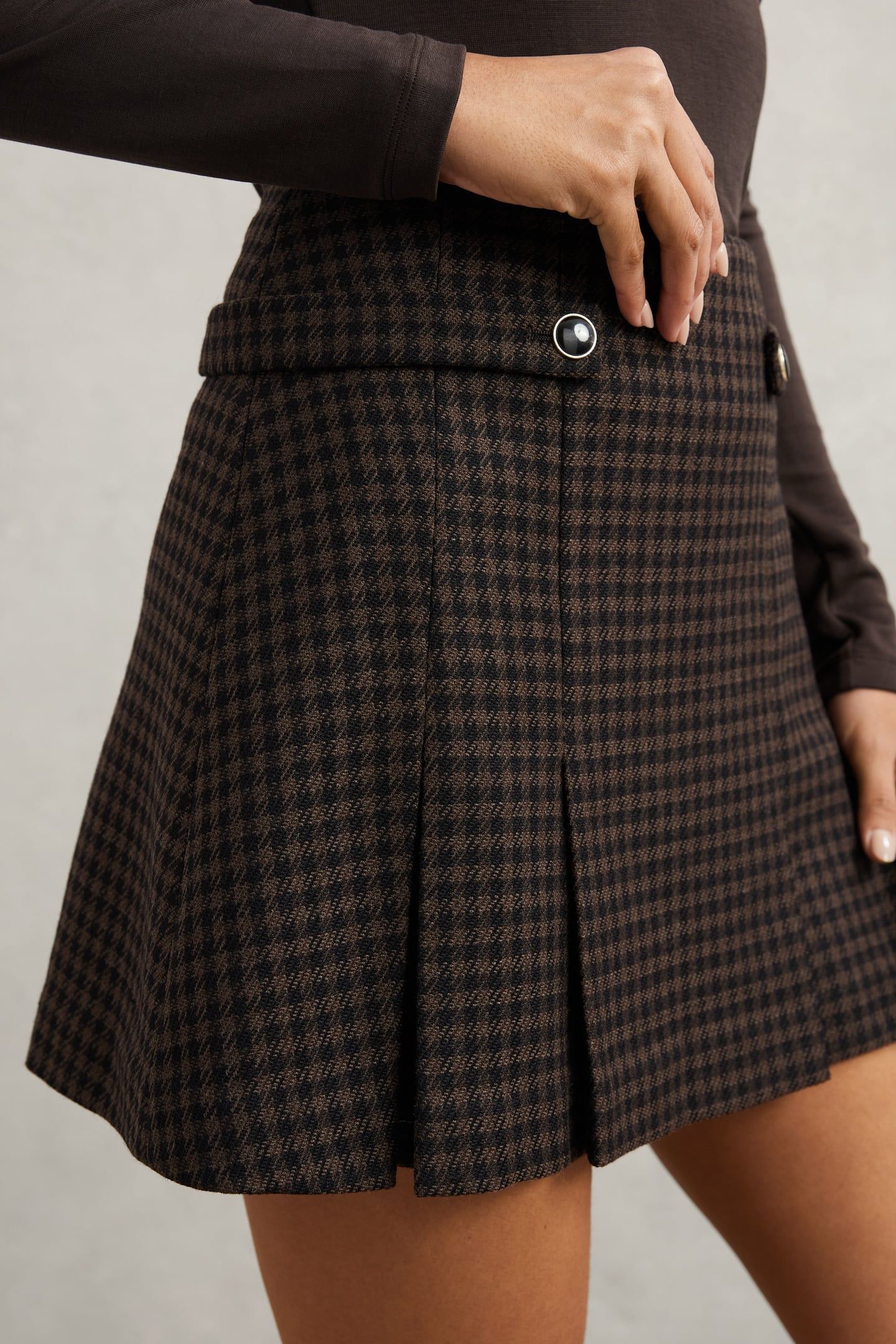 CHECK MINI SKIRT BLACK/BROWN 6