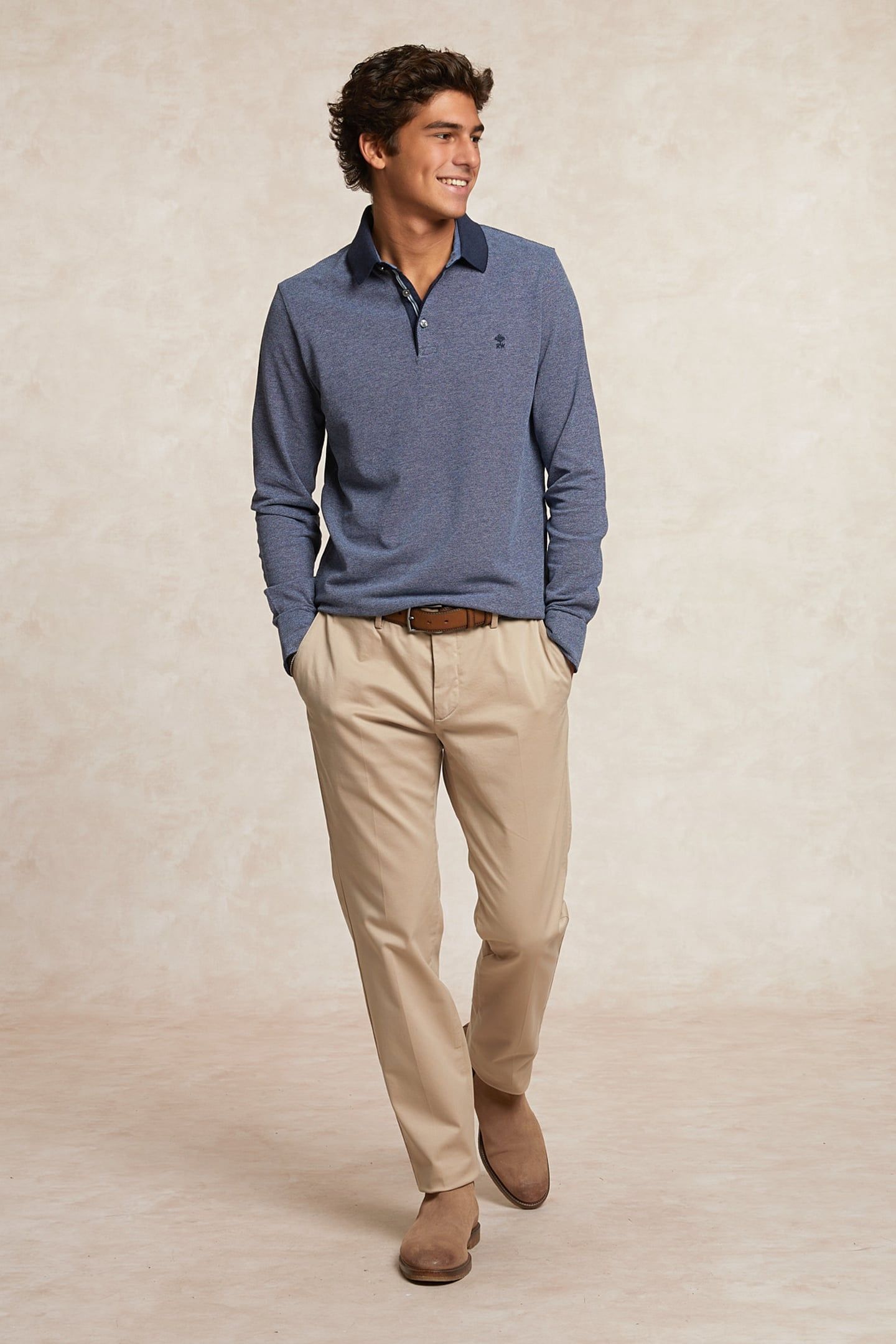 CUSTOM FIT COTTON JACQUARD POLO ADMIRAL/NIGHT SKY BLUE 1