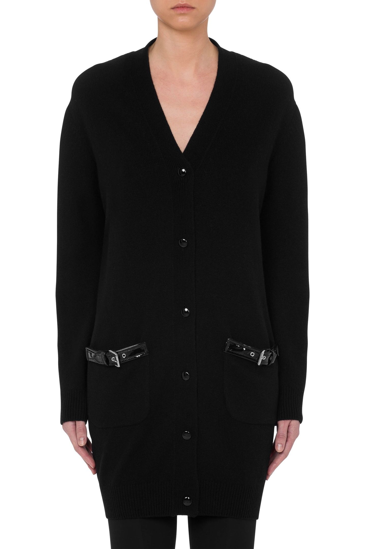 BONDAGE BUCKLE LONG CARDIGAN BLACK 1