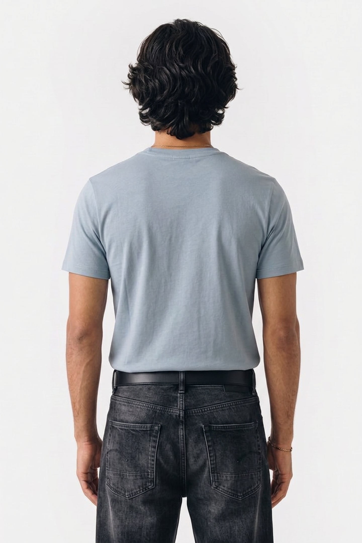 CHEST LOGO SLIM T-SHIRT ASH BLUE 2