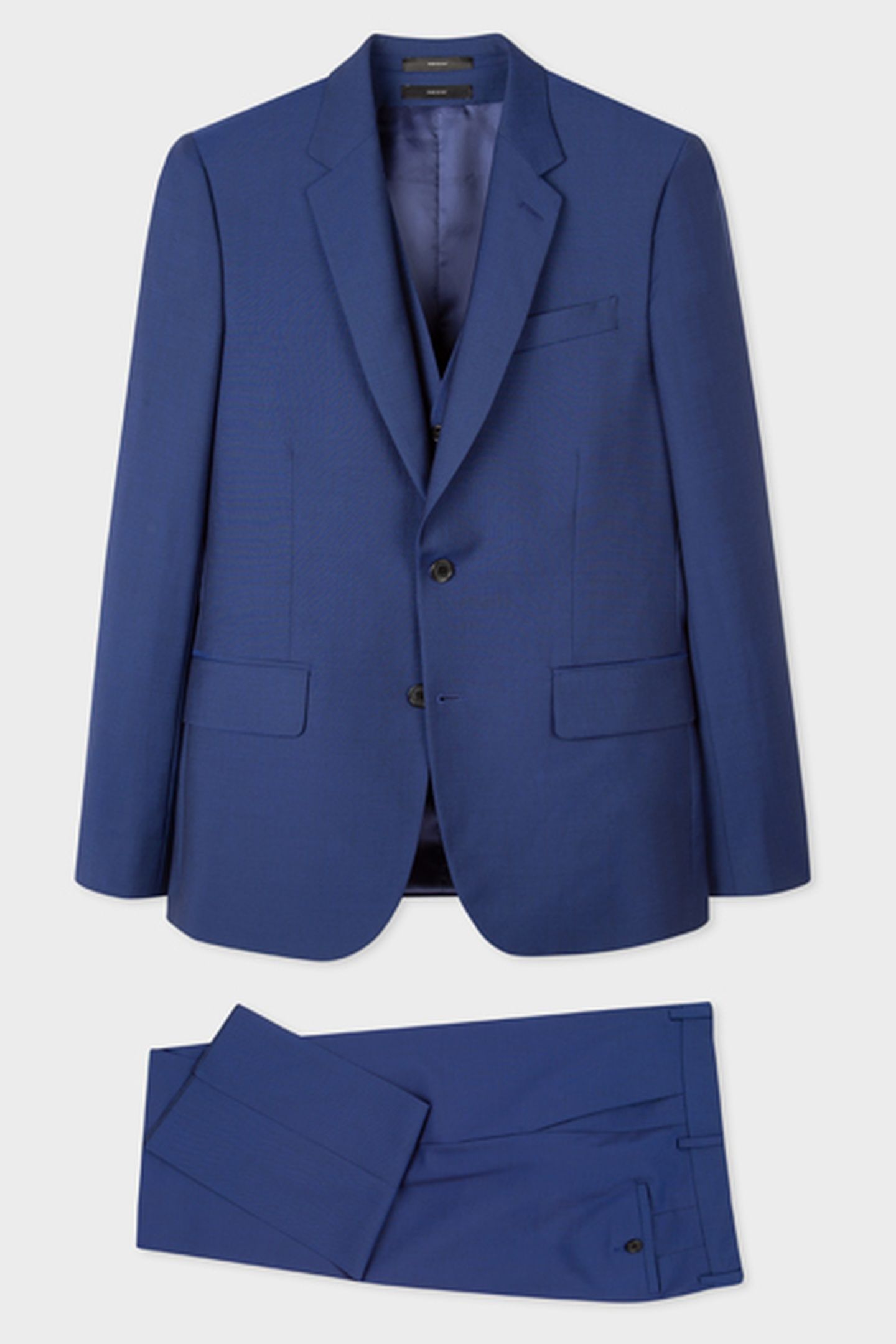 MENS TAILORED FIT 3PCE 2 BUTTON SUIT COBALT BLUE 9