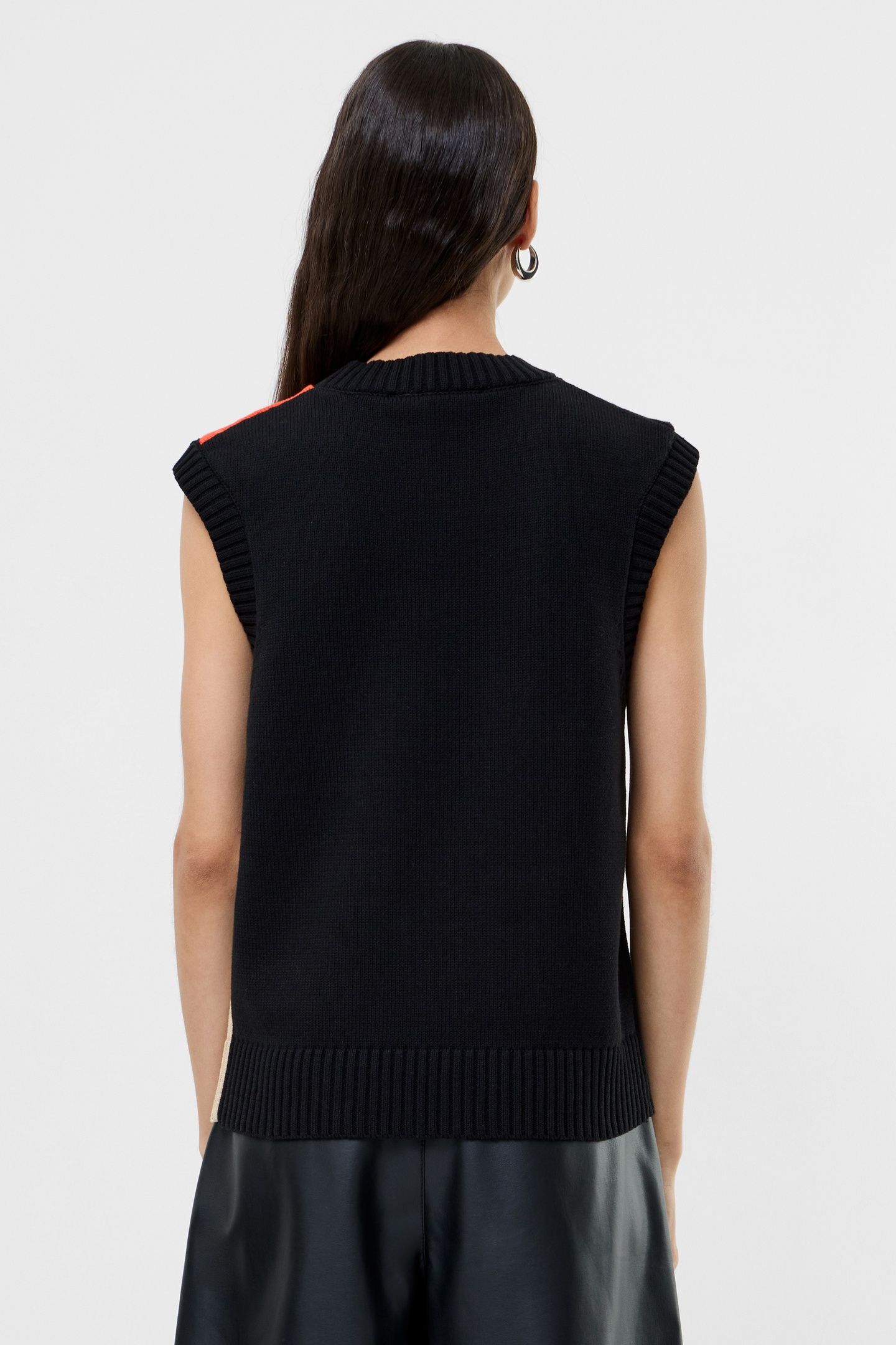 VARLI COLOUR BLOCKING KNIT VES BLACK FLAME CAMEL 3