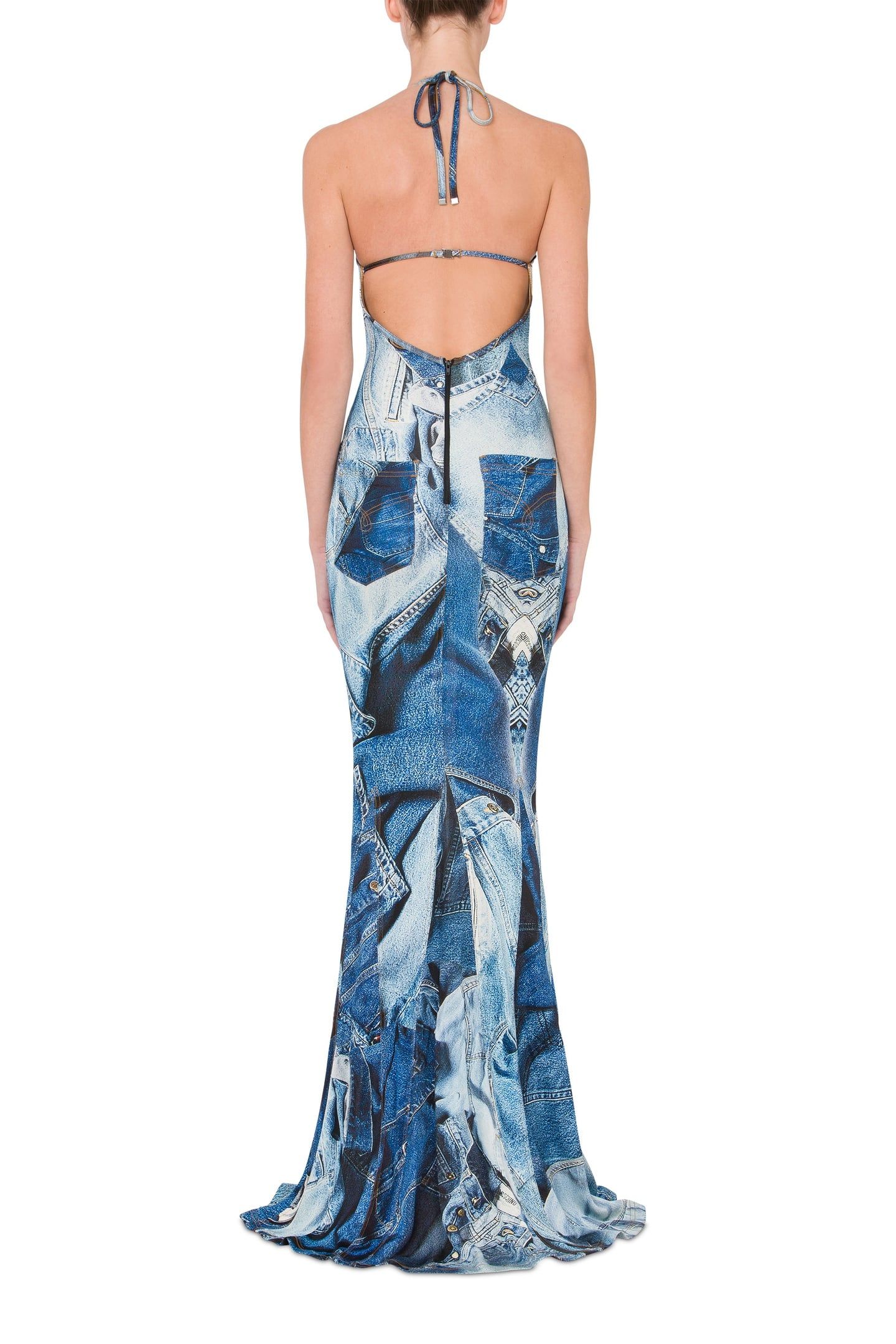 ORGANZINE DRESS DENIM PRINT BLUE 2