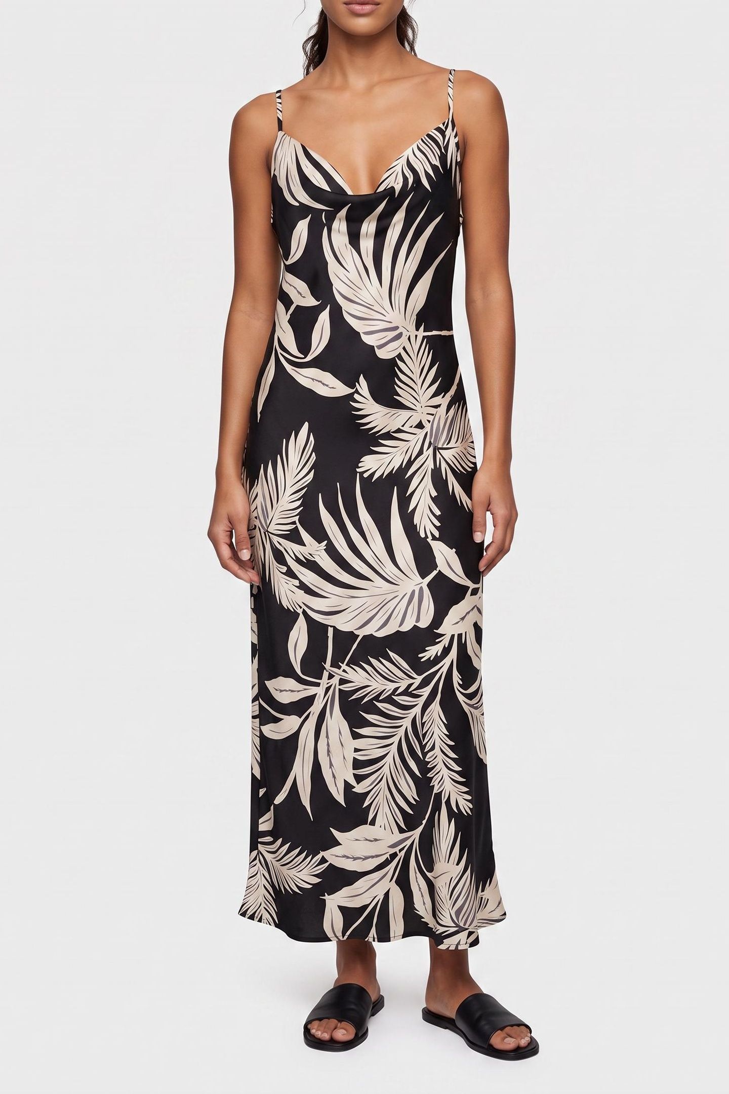 NEW AKILINA DRESS FOREST TROPICAL BLK 1
