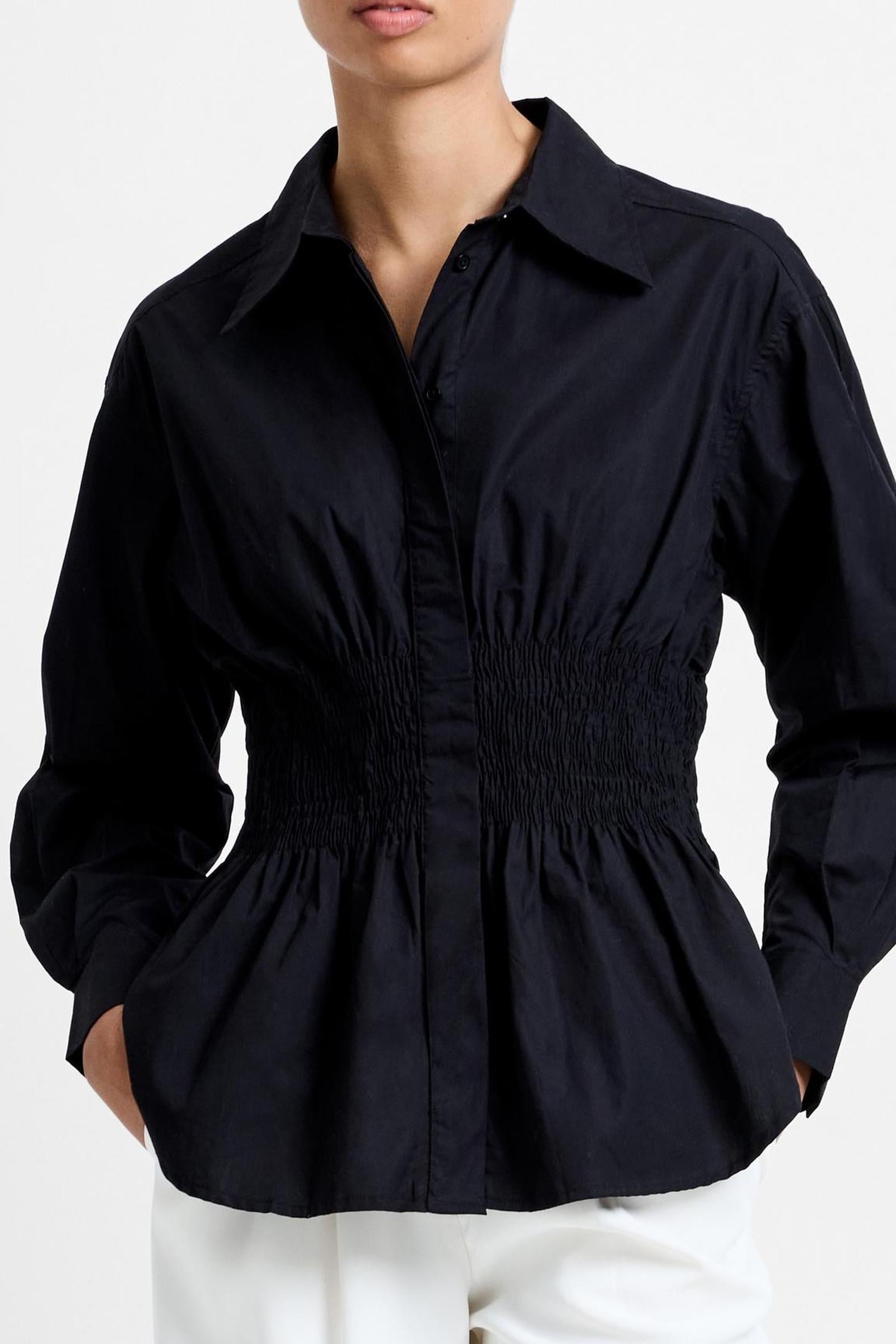CAMBRIA COTTON SMOCKED SHIRT BLACKOUT 4