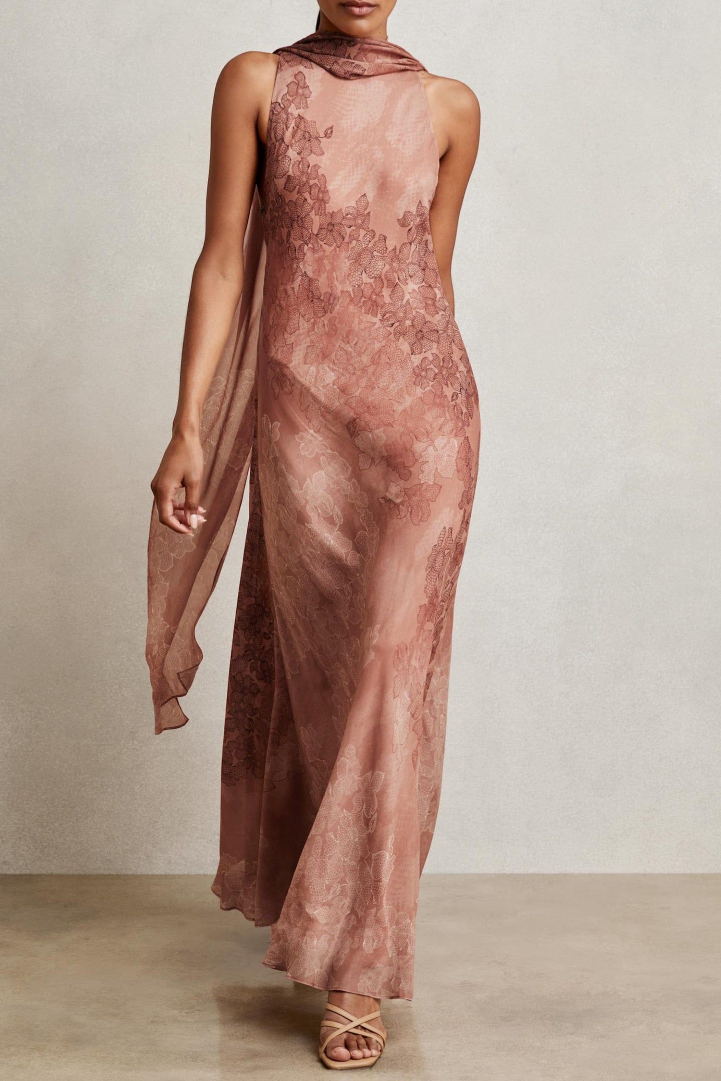 PRINTED SCARF DRESS PALE PINK 1