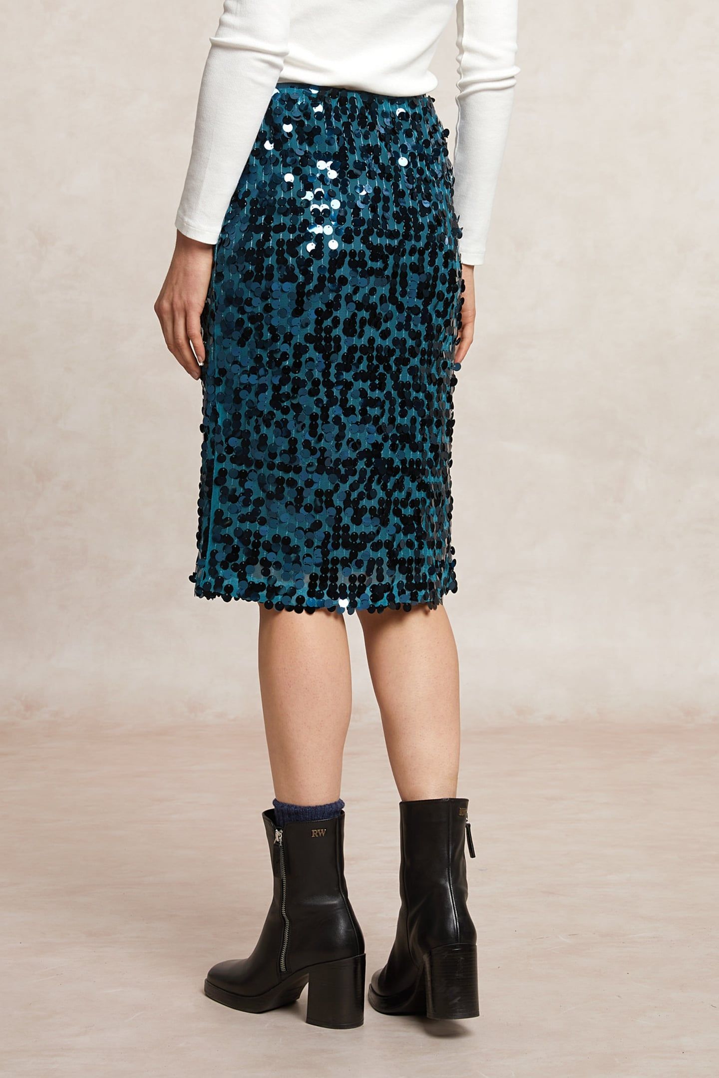 STRAIGHT SEQUIN MIDI SKIRT GREEN 2