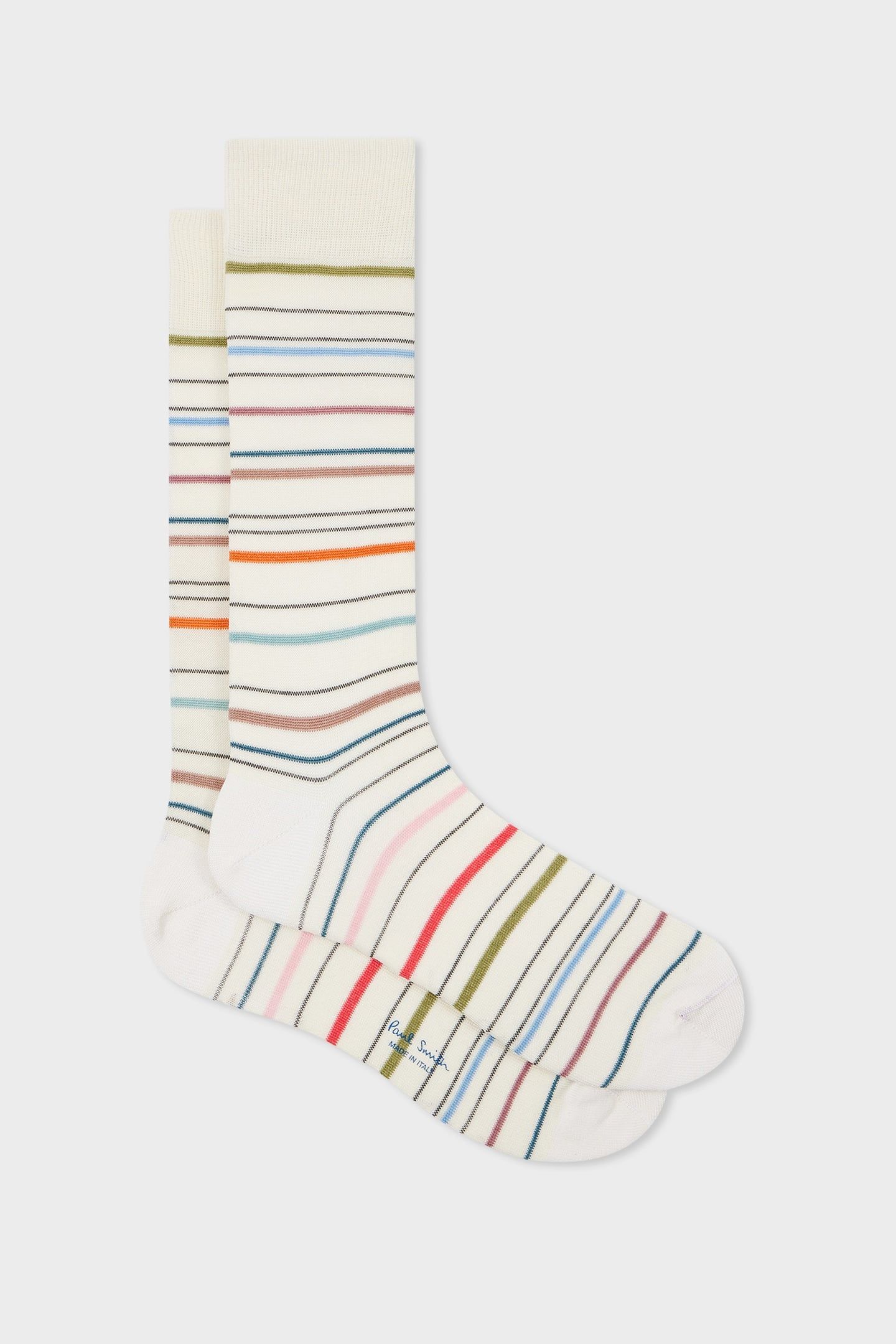 MEN SOCK PENCIL STRIPE OFF WHITE 1