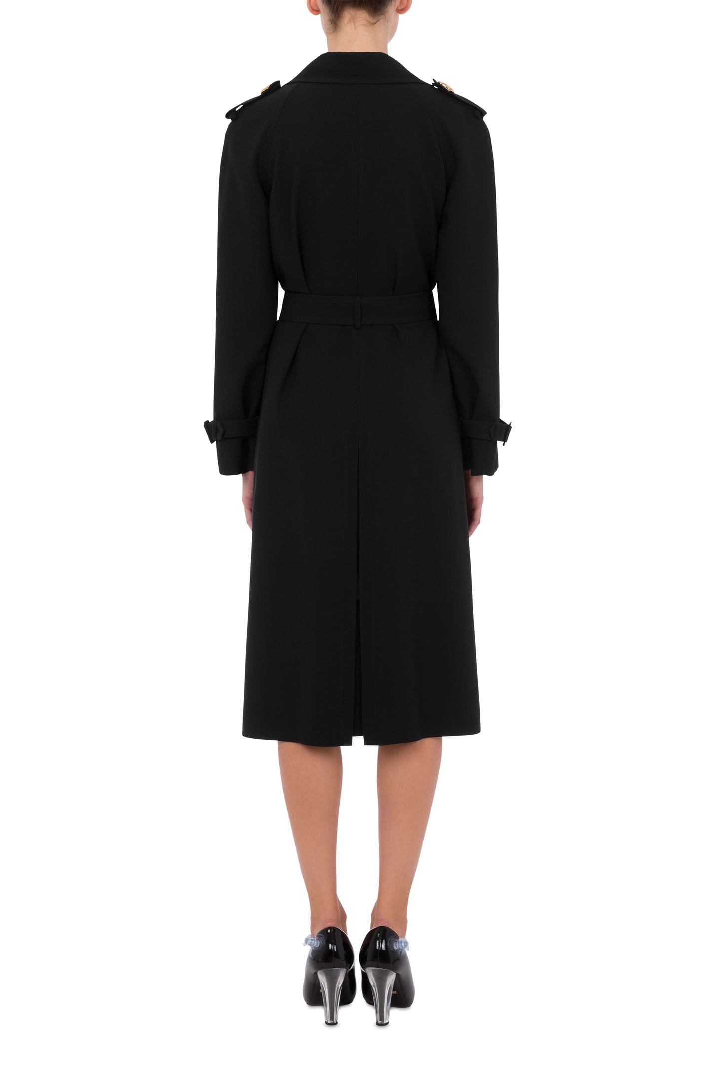 ENVER SATIN TRENCH COAT HEART BUTTONS BLACK 2