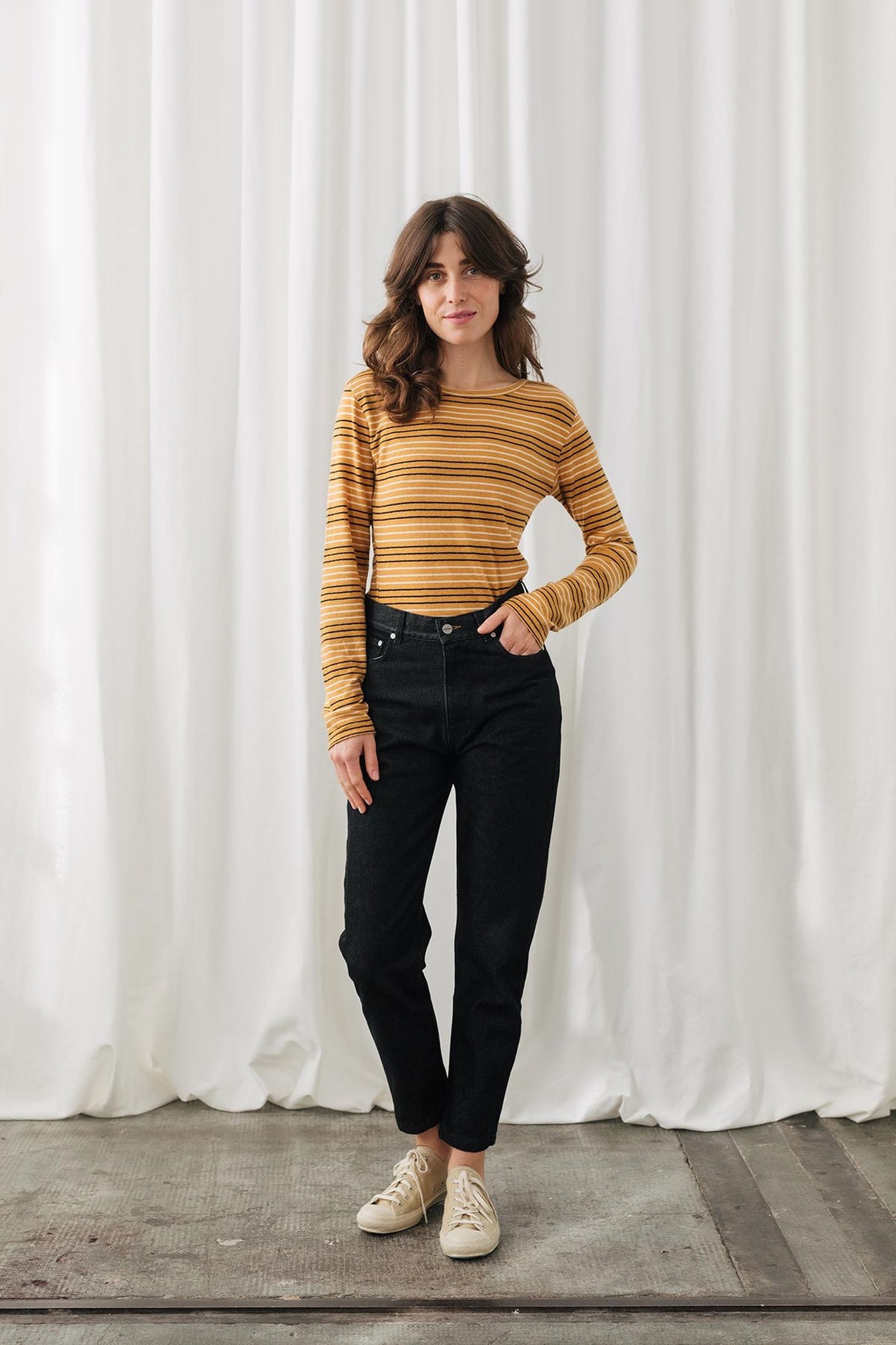 LEEVE T-SHIRT MUSTARD STRIPES 2