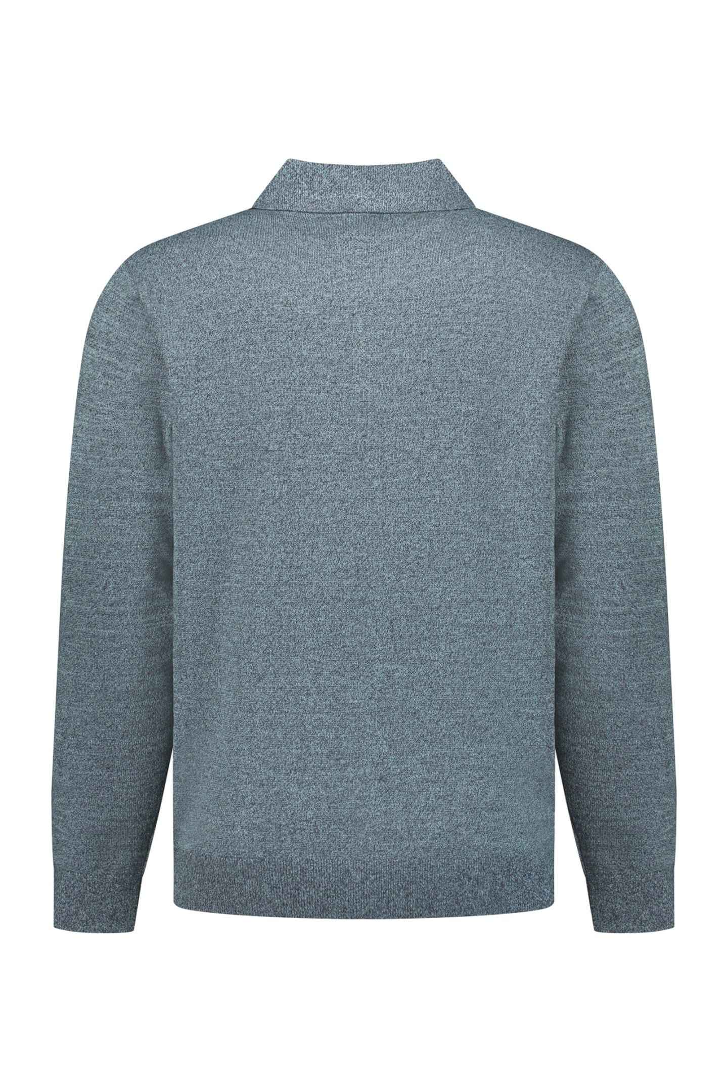 PULLOVER V POLO MELANGE DUSTY BLUE 6