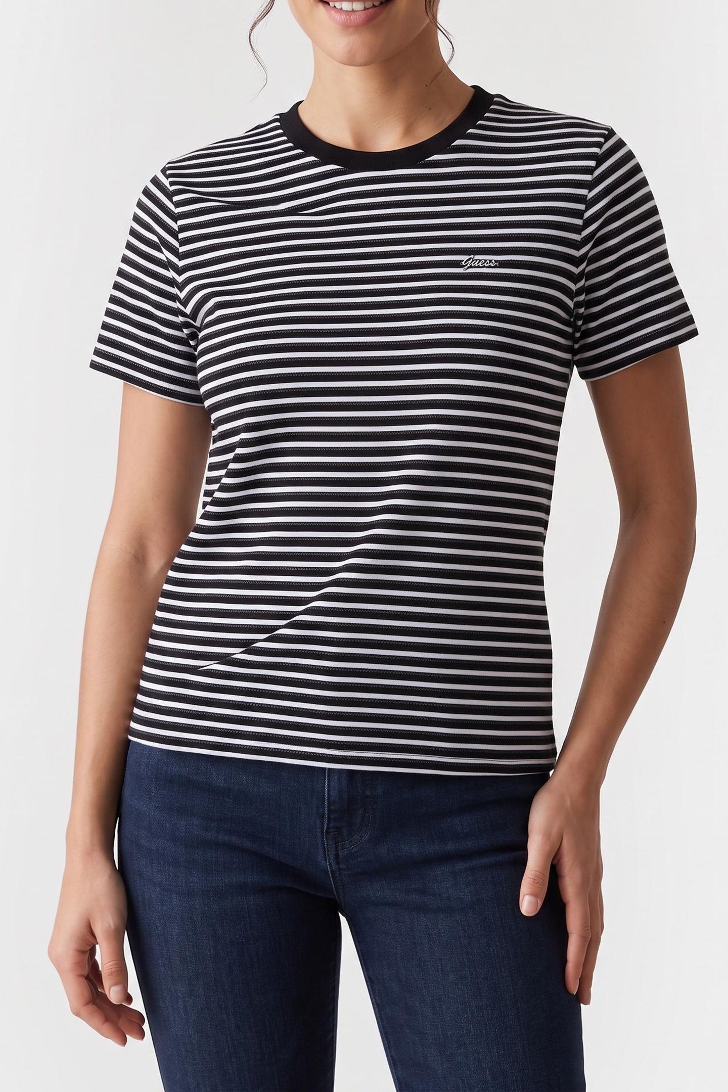 SS SARA STRIPED TOP BLACK AND BLACK WHIT 1