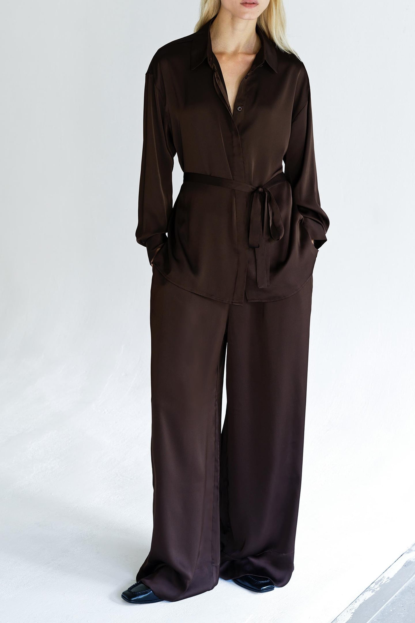BERNADETTA SATIN TIE BELT SHIR BITTER CHOCOLATE BITTER CHOCO 1