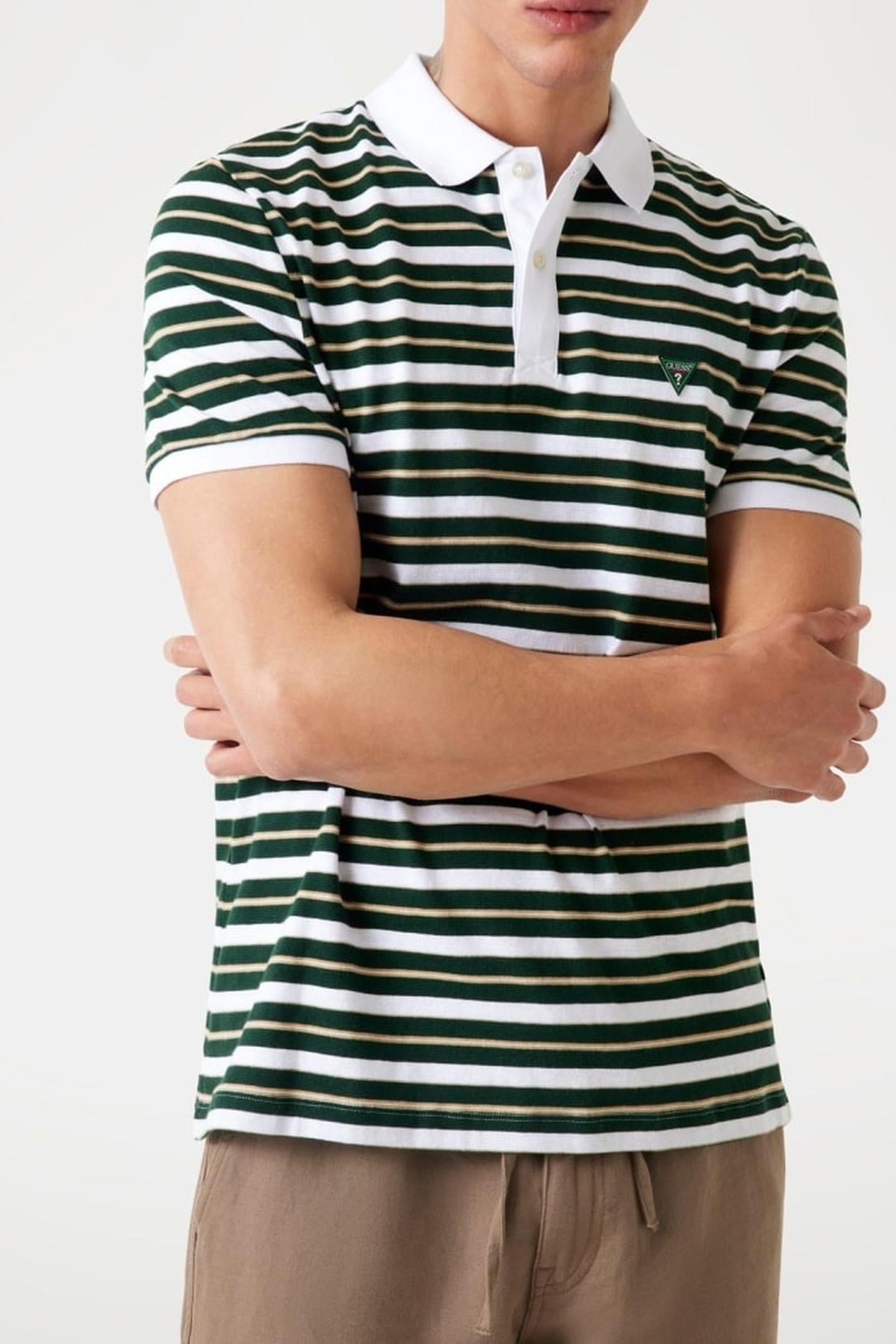 YARN DYE STRIPED SS WHITE / ALPINE STRIP 2