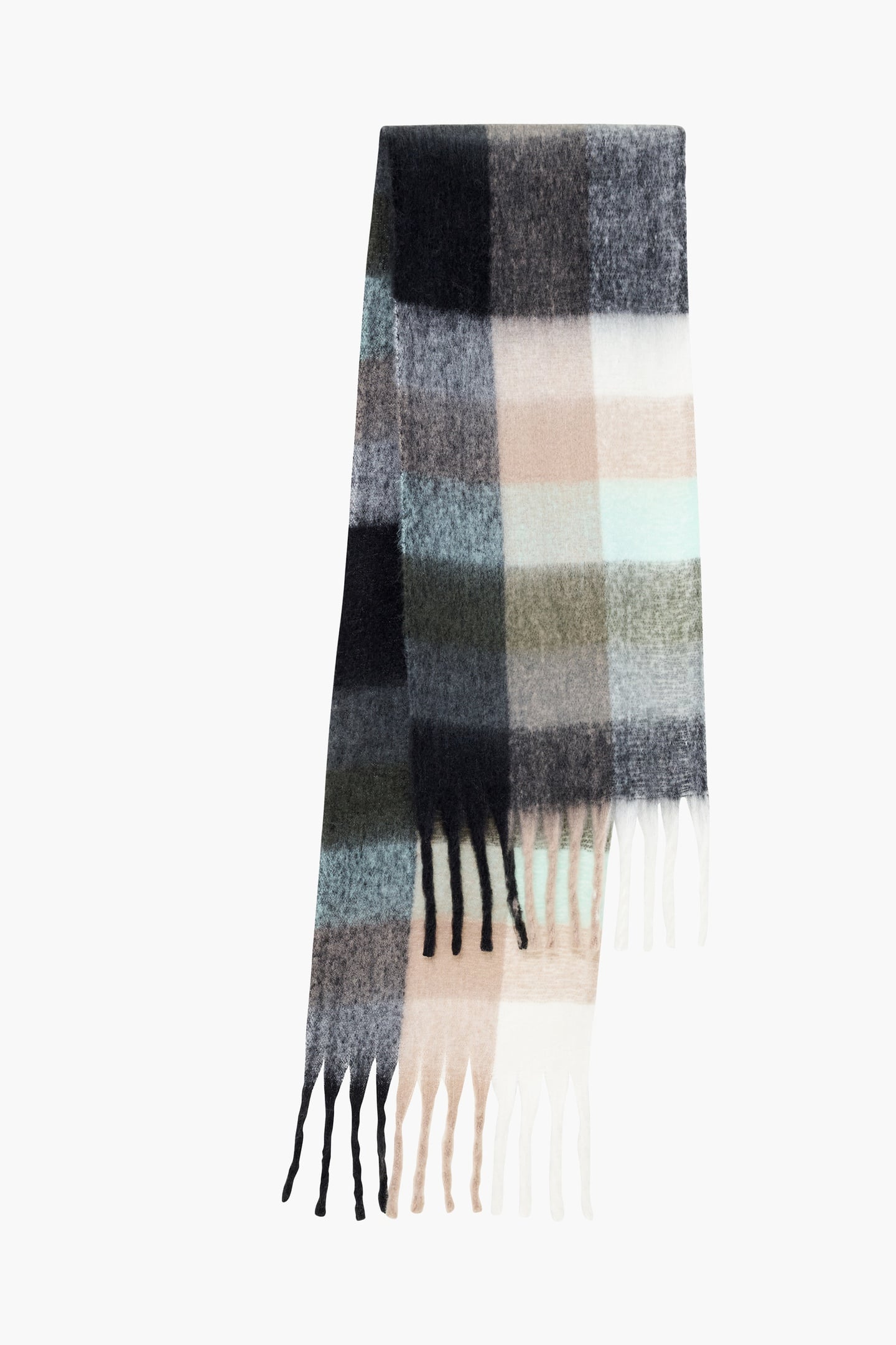 SUPER SOFT CHECK SCARF MULTI GRY/CREAM/MINT 1