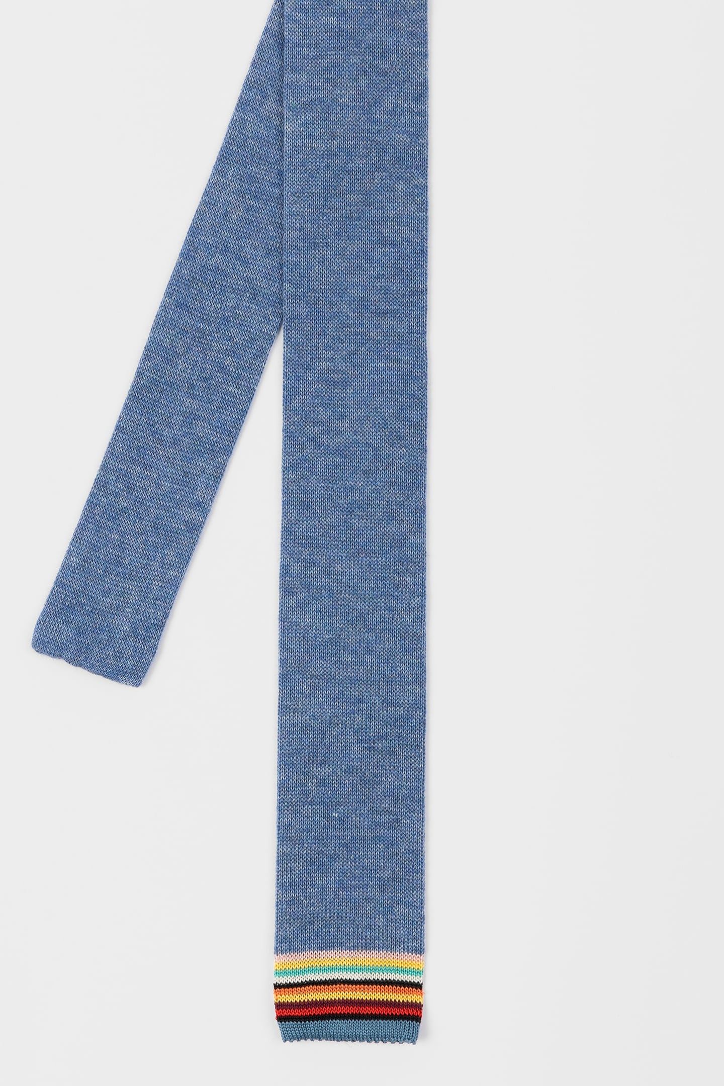 MEN TIE KNIT SIG TIPPING PETROL BLUE 1