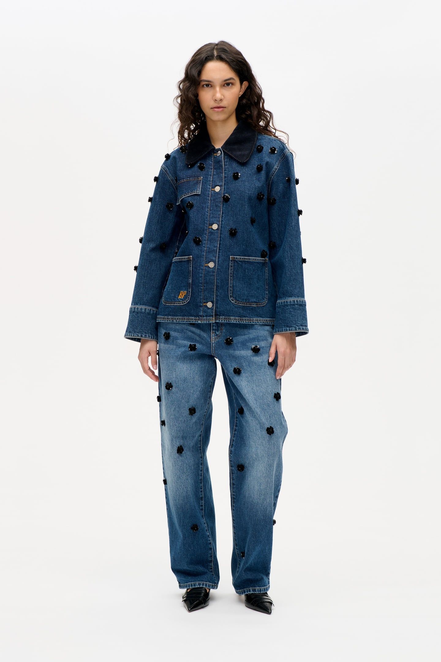 BEANNIE JACKET DENIM SEQUINCE FLOWER 2