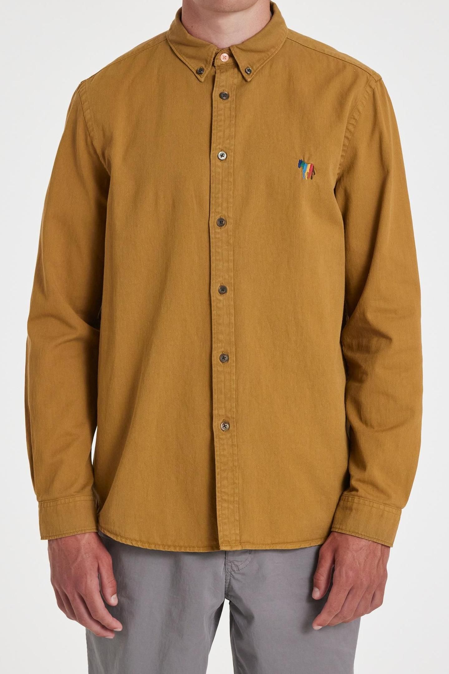 MENS REG FIT SHIRT BD COLLAR BS ZEBRA KHAKI 1