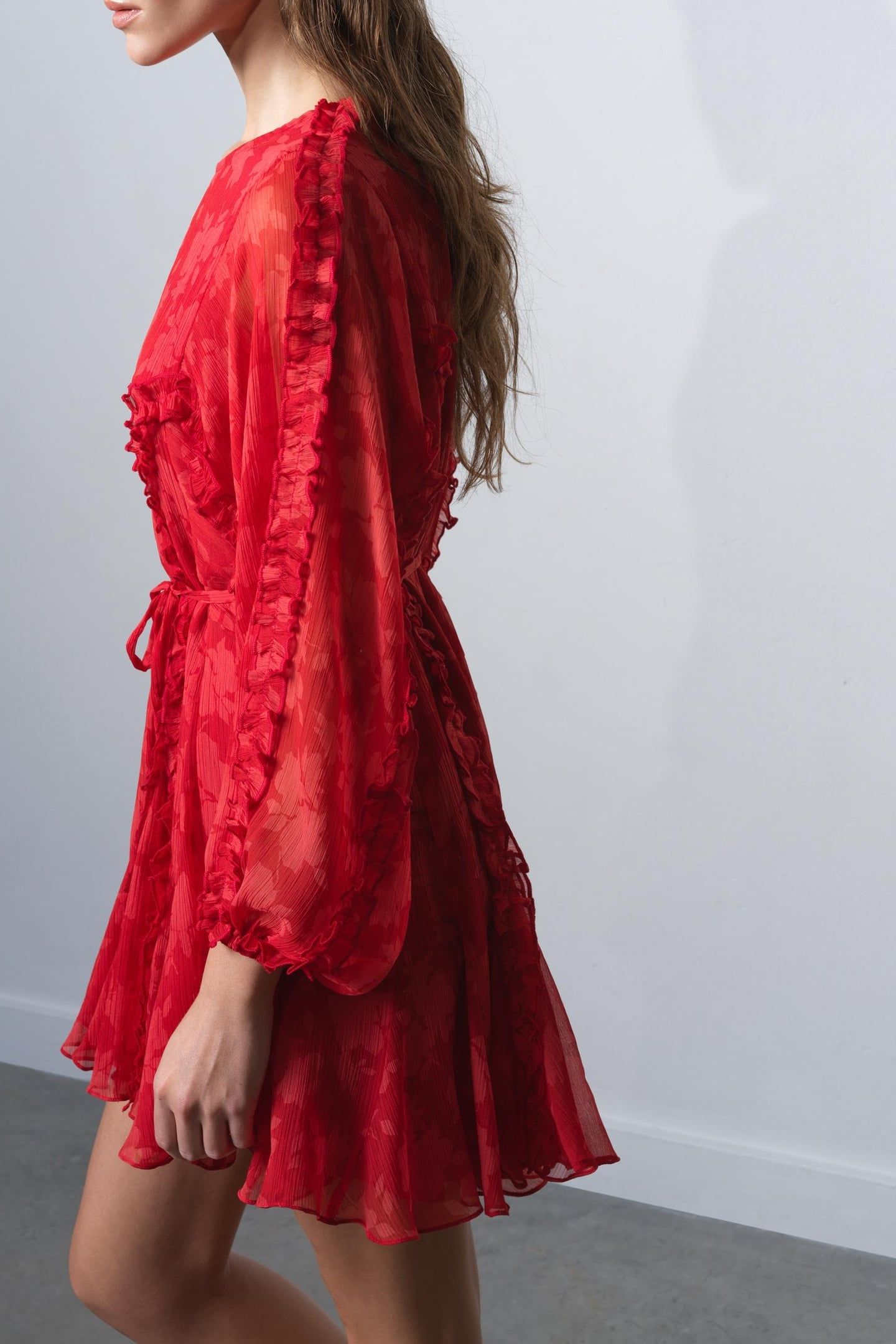 KARA PRINT L/S FLARED DRESS MARS RED/HAUTE 4