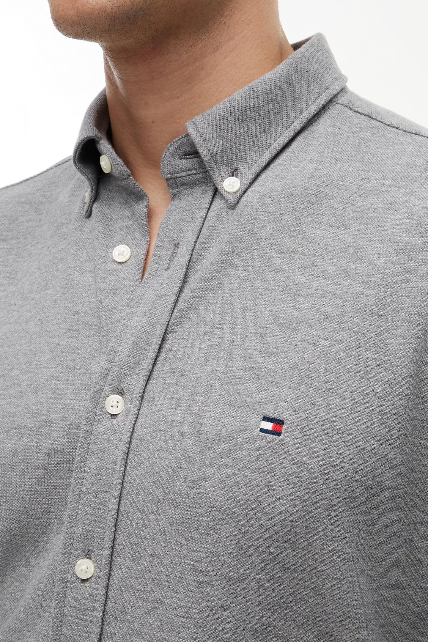 KNIT PIQUE SHIRT MEDIUM GREY HEATHER 5