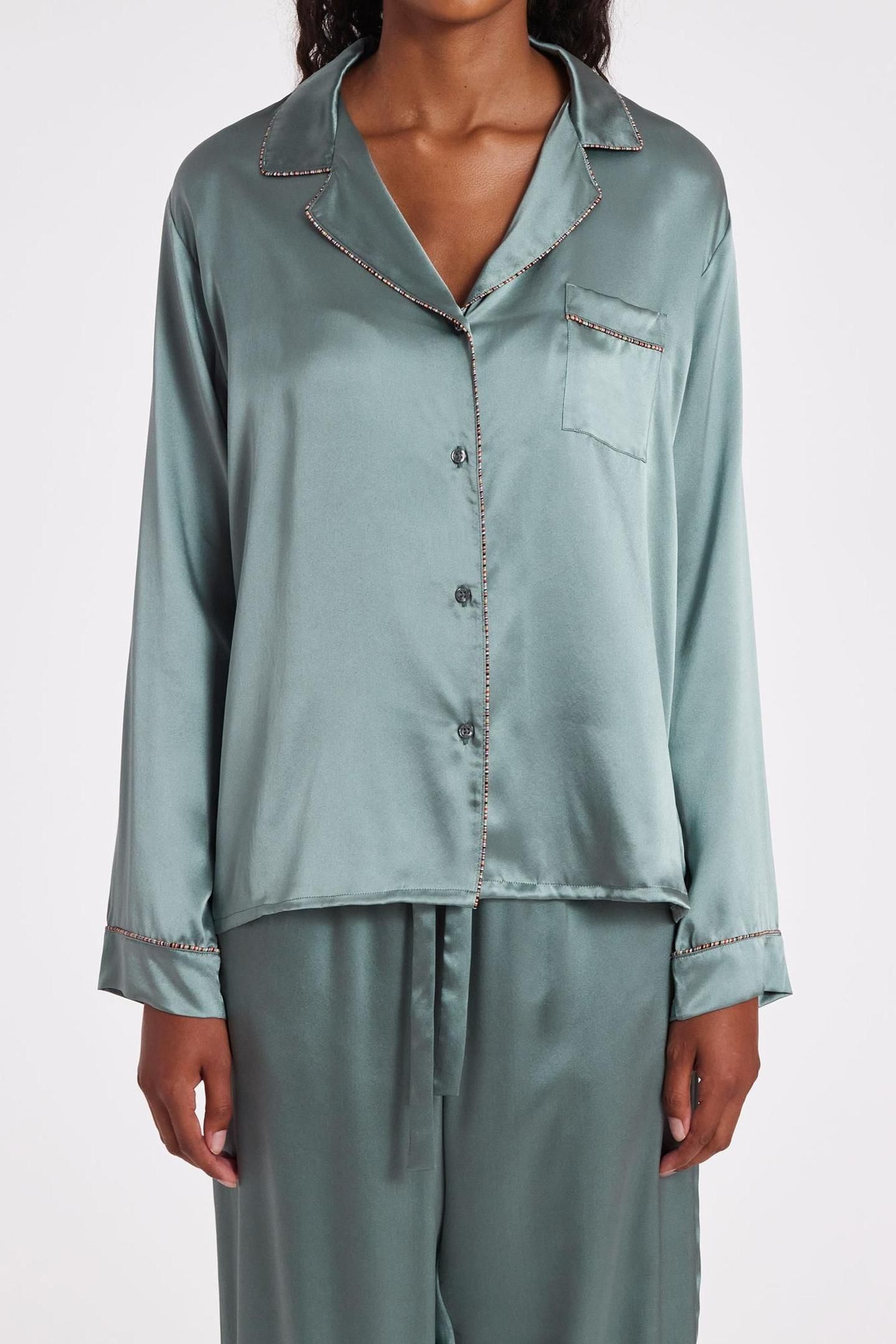 WOMEN PYJAMA SET SILK BLUE 1