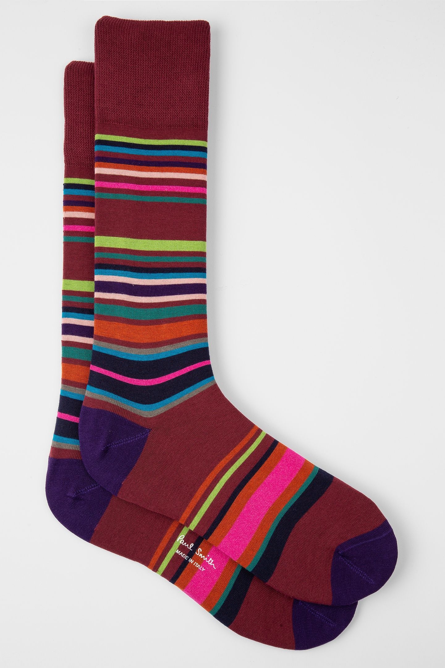 MEN SOCK YODEL STRIPE BURGUNDY/ BORDE 2
