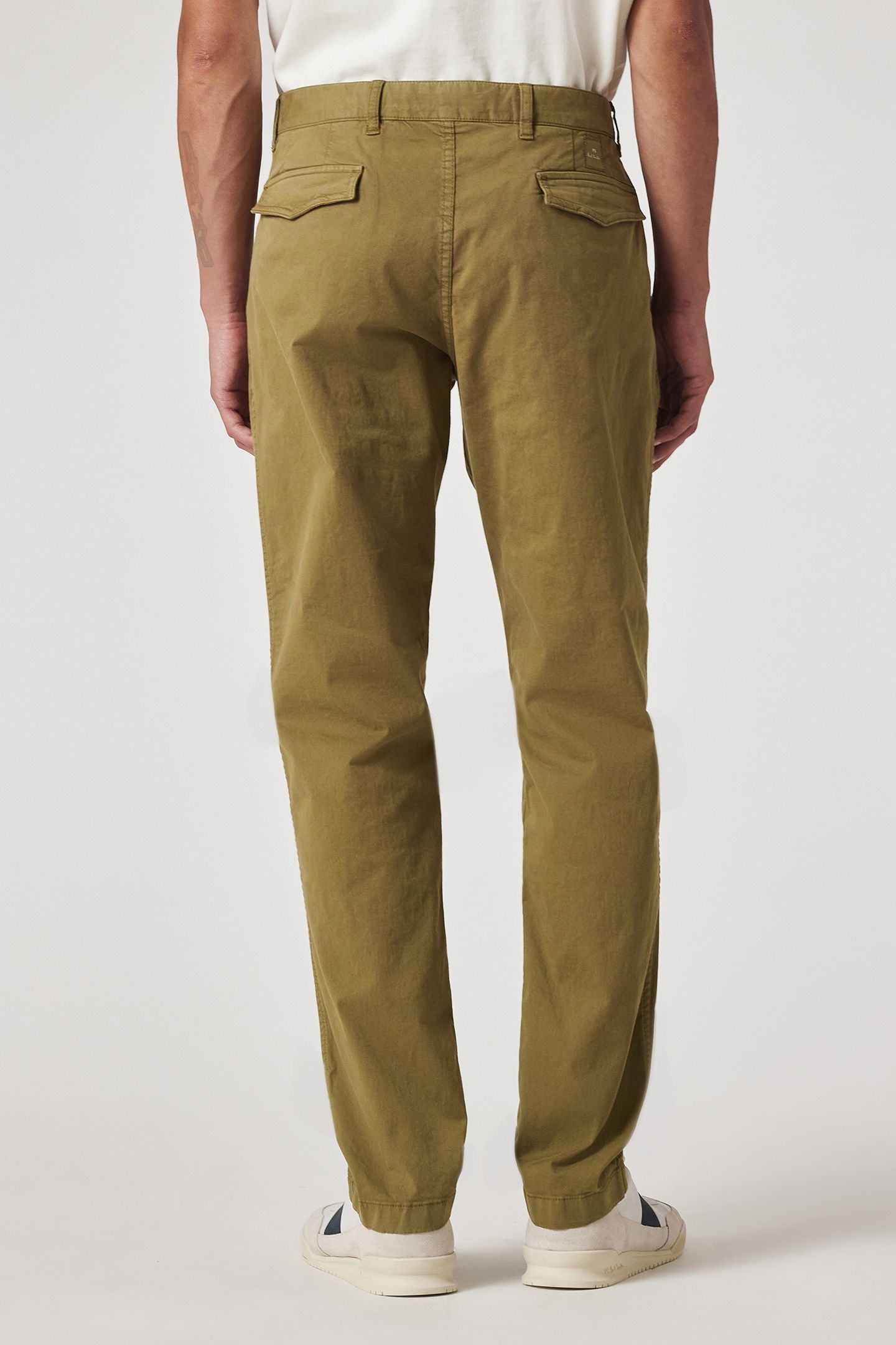 MENS TAPERED FIT STITCHED CHINO MILITARY GREEN 3