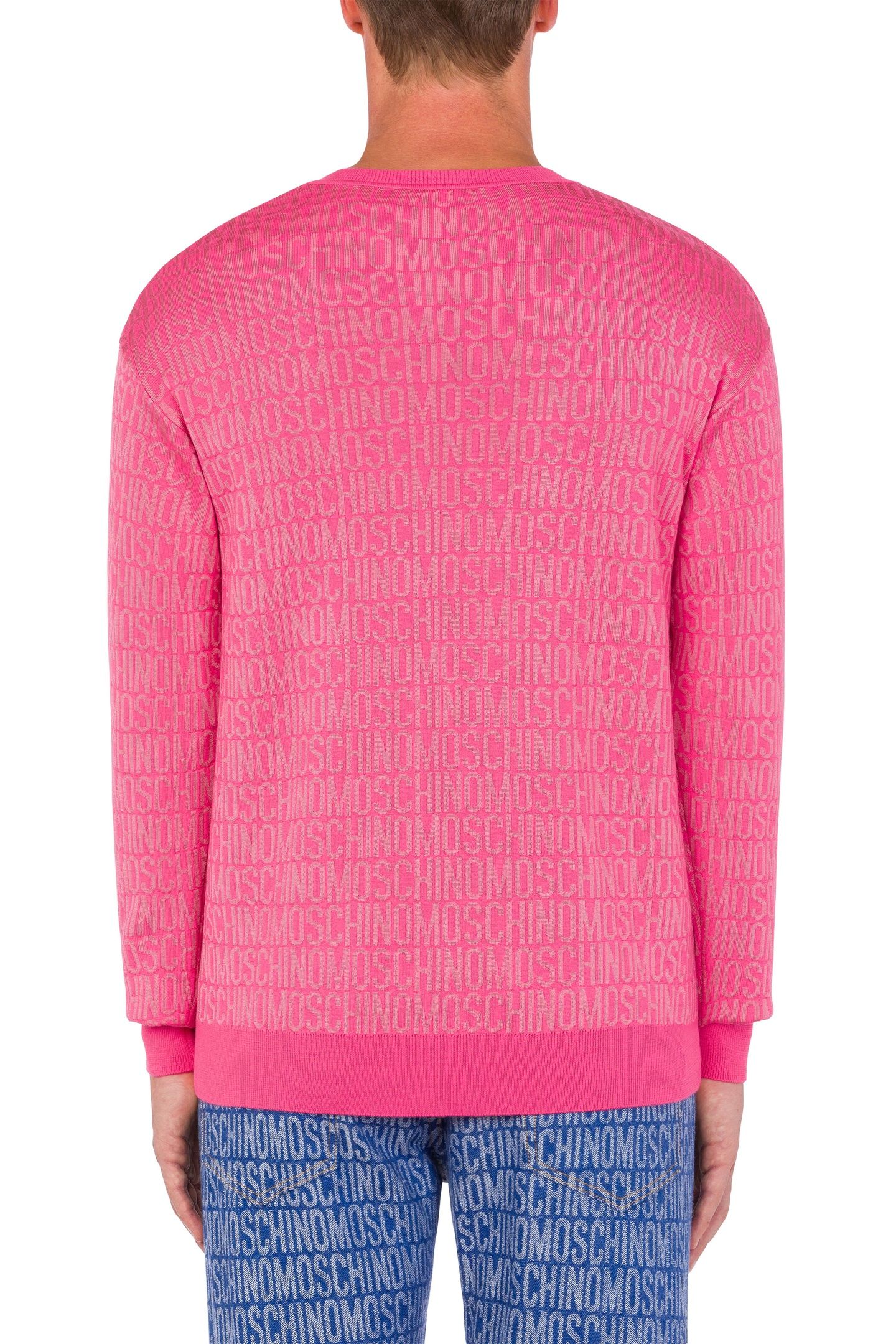 ALLOVER LOGO JACQUARD WOOL PULLOVER PINK 2