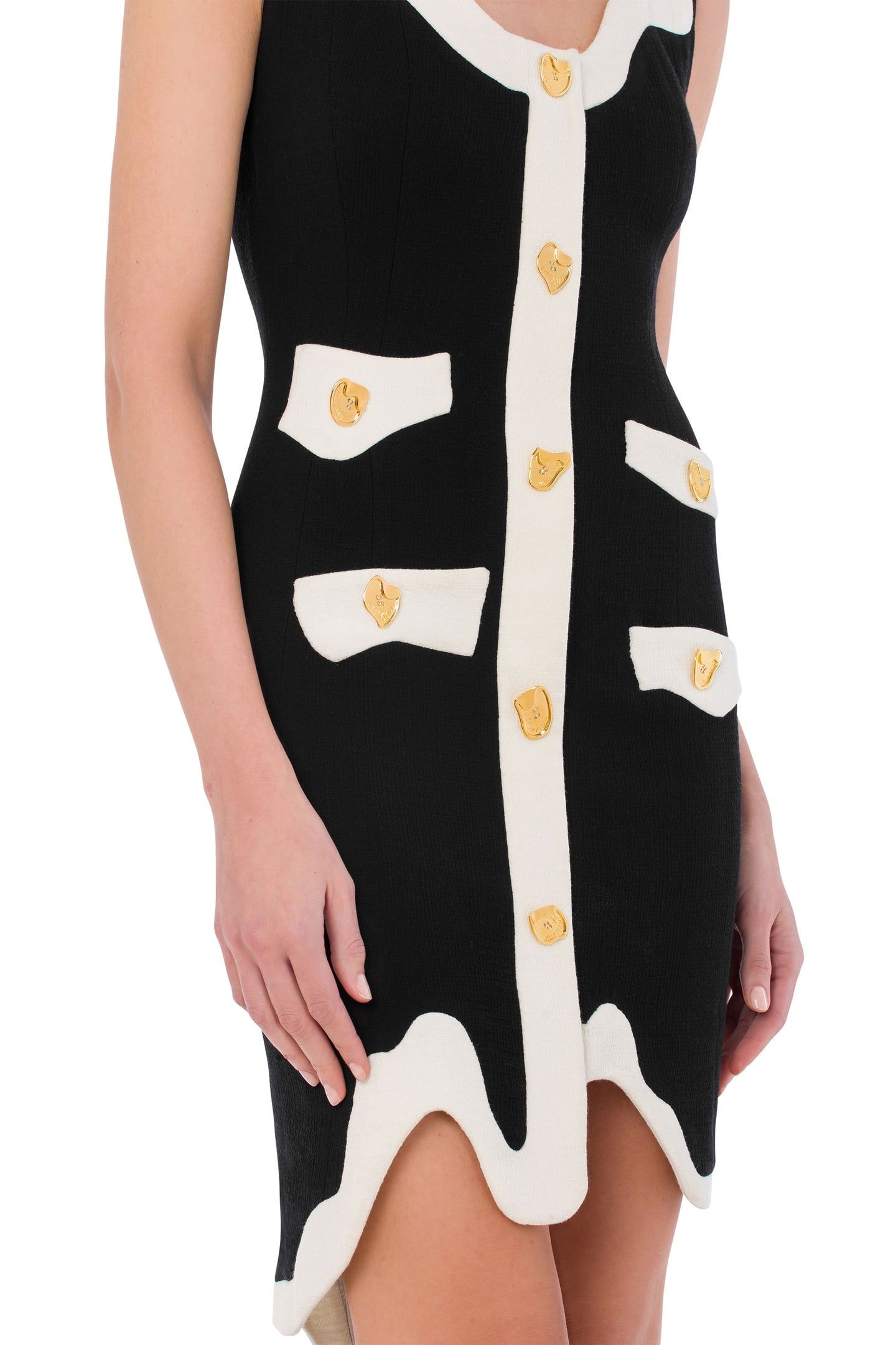 MORPHED EFFECT STRETCH CREPE DRESS BLACK 4