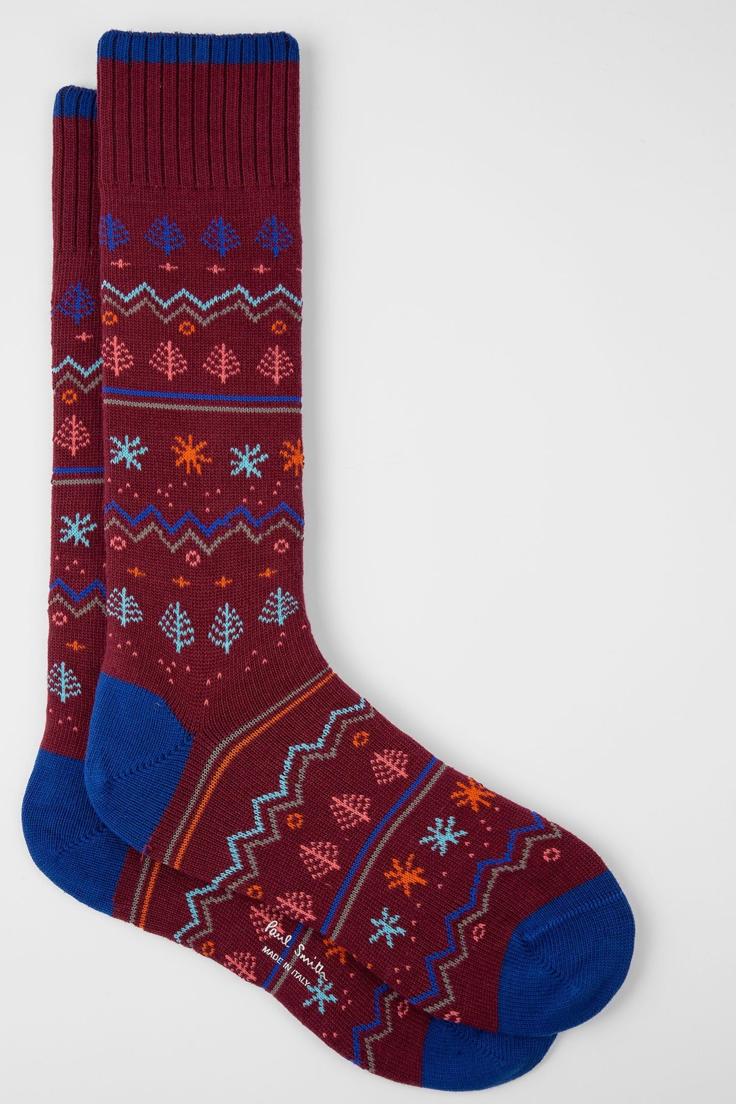 MEN SOCK DOODLE FAIRISLE BURGUNDY/ BORDE 2