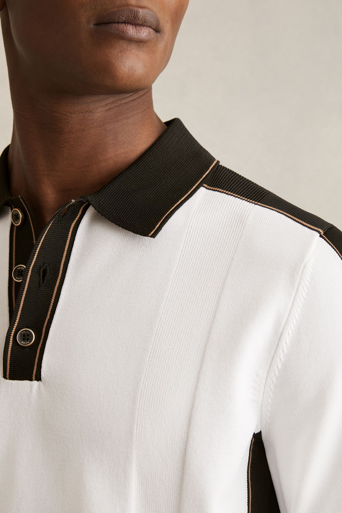 SS PRESS STUD TIPPED POLO OPTIC WHITE/GREEN 5