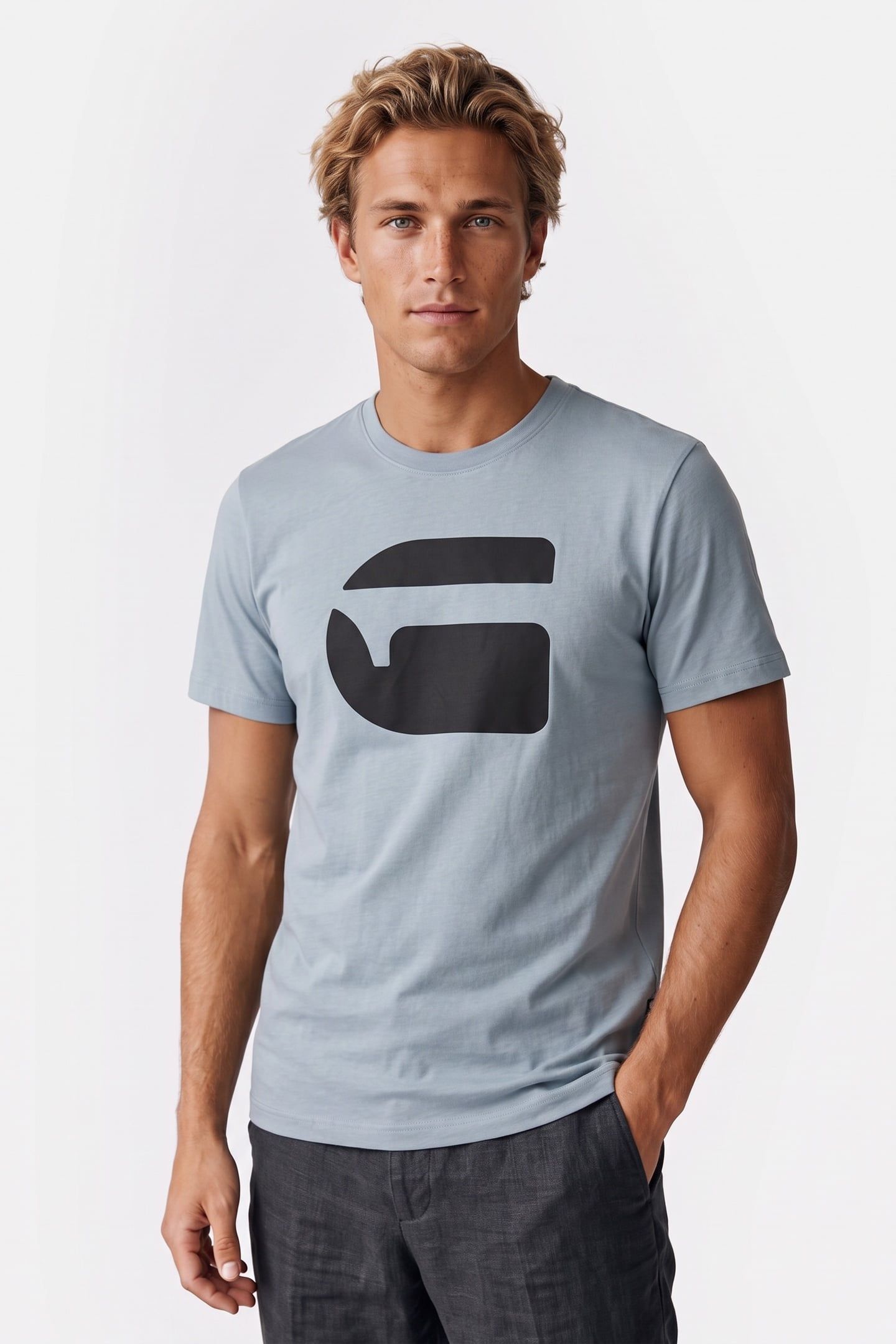LOGO SLIM T-SHIRT ASH BLUE 1