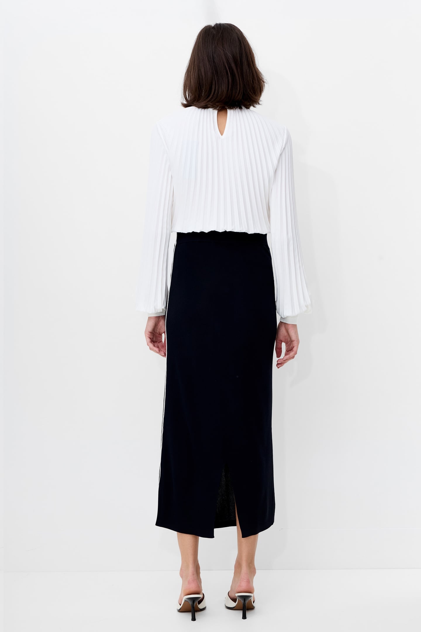 OTTIE MIDI BACK SLIT SKIRT NAVY WINTER WHITE 2