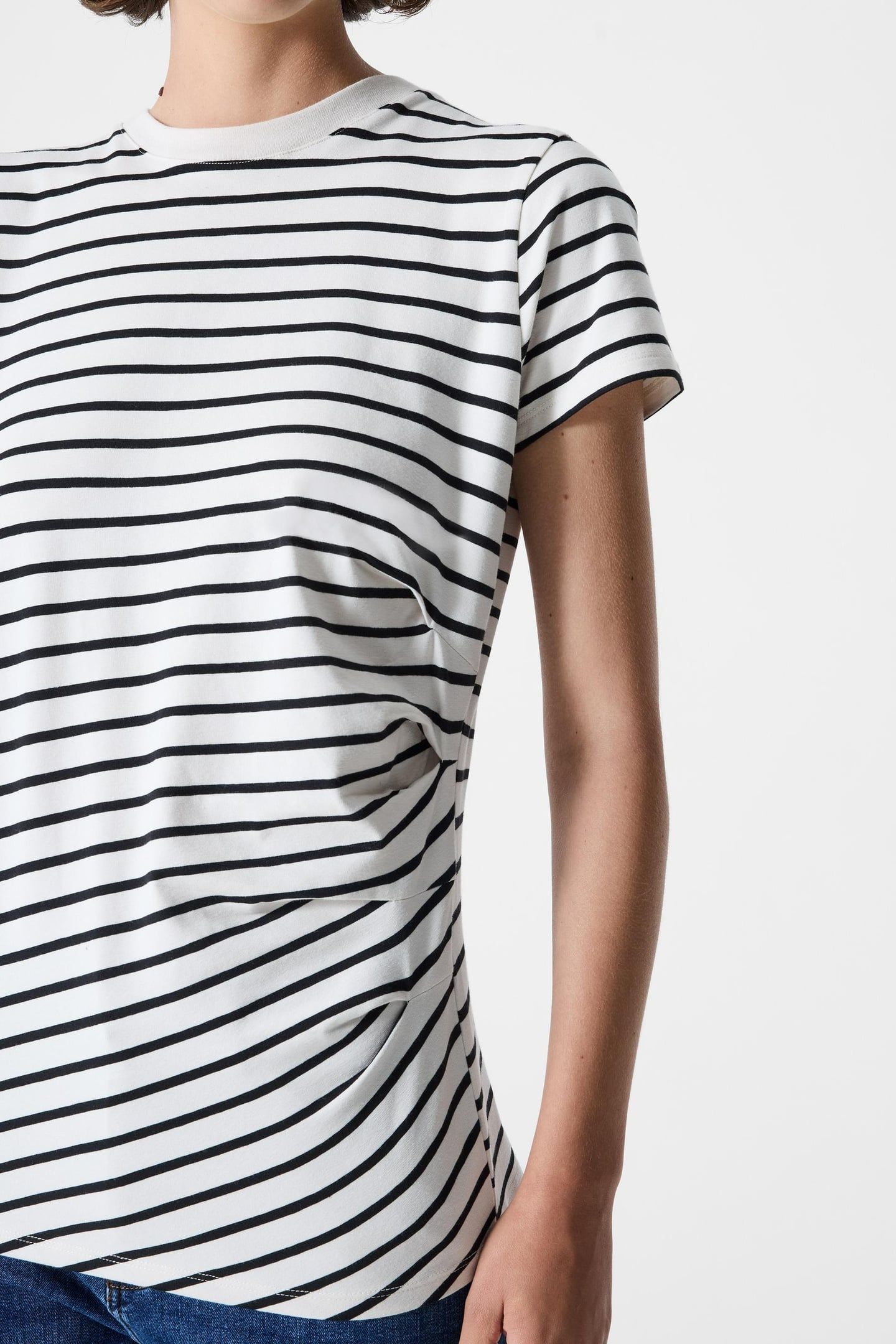 RALLIE ROUCHED SIDE TEE LINEN WHITE/BLACK ST LINEN WHITE/BLA 4