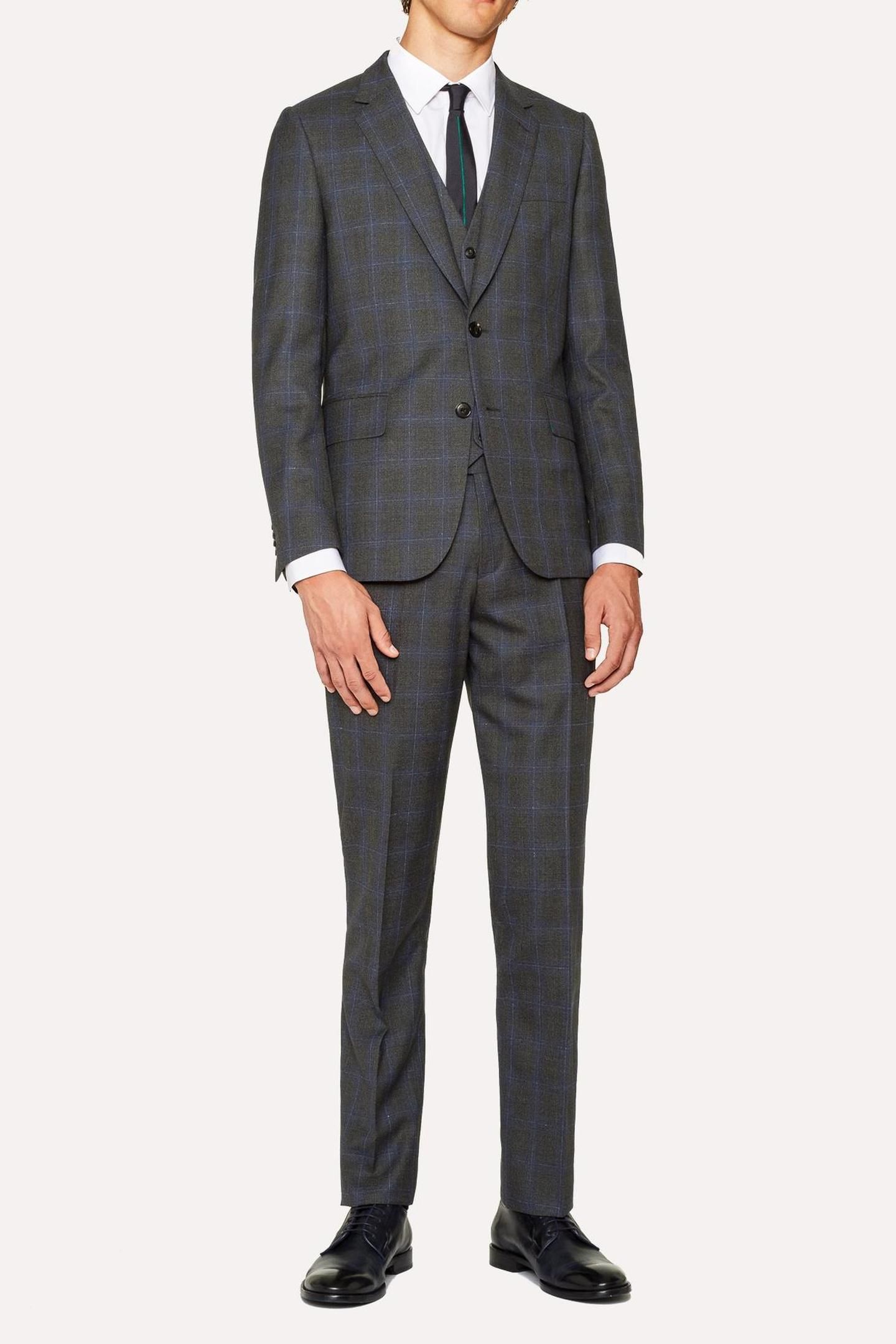 GENTS TAILORED FIT 3PCE 2 BUTTON SUIT GREY MELANGE 2