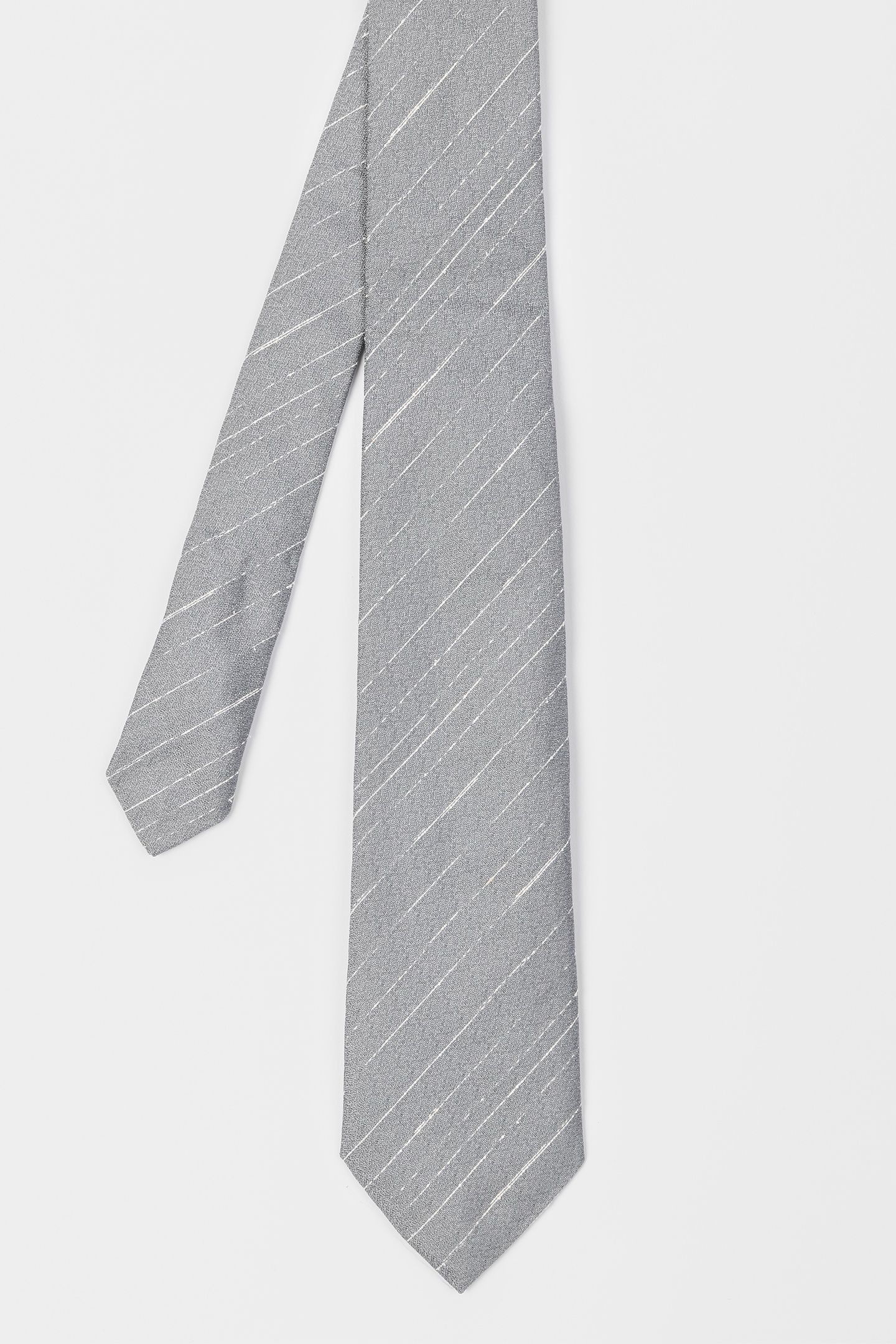 MEN TIE CREPE STRIPE SILVER 1