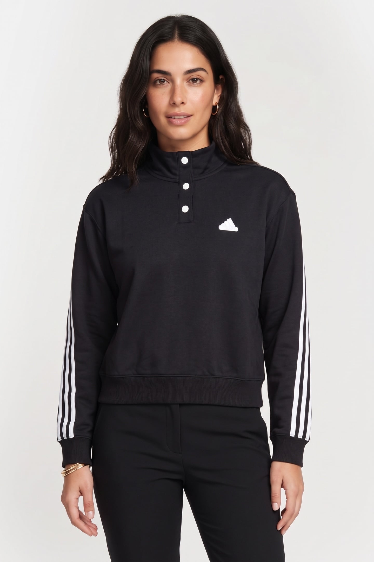 SPORTSWEAR ICONIC WARPPING 3-STRIPES SNAP TRACKTOP BLACK 1