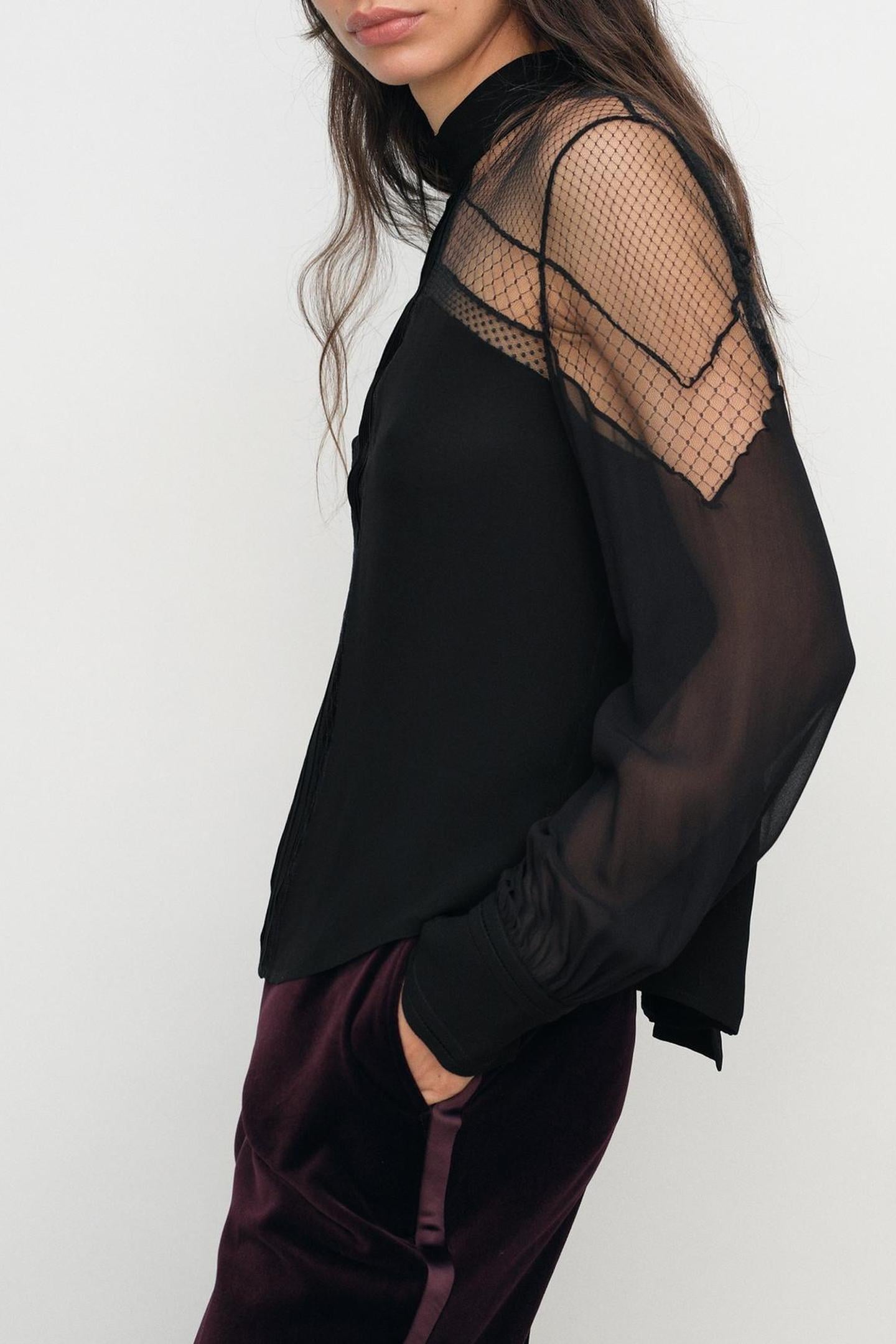 LACE INSERT BLOUSE BLACK 3