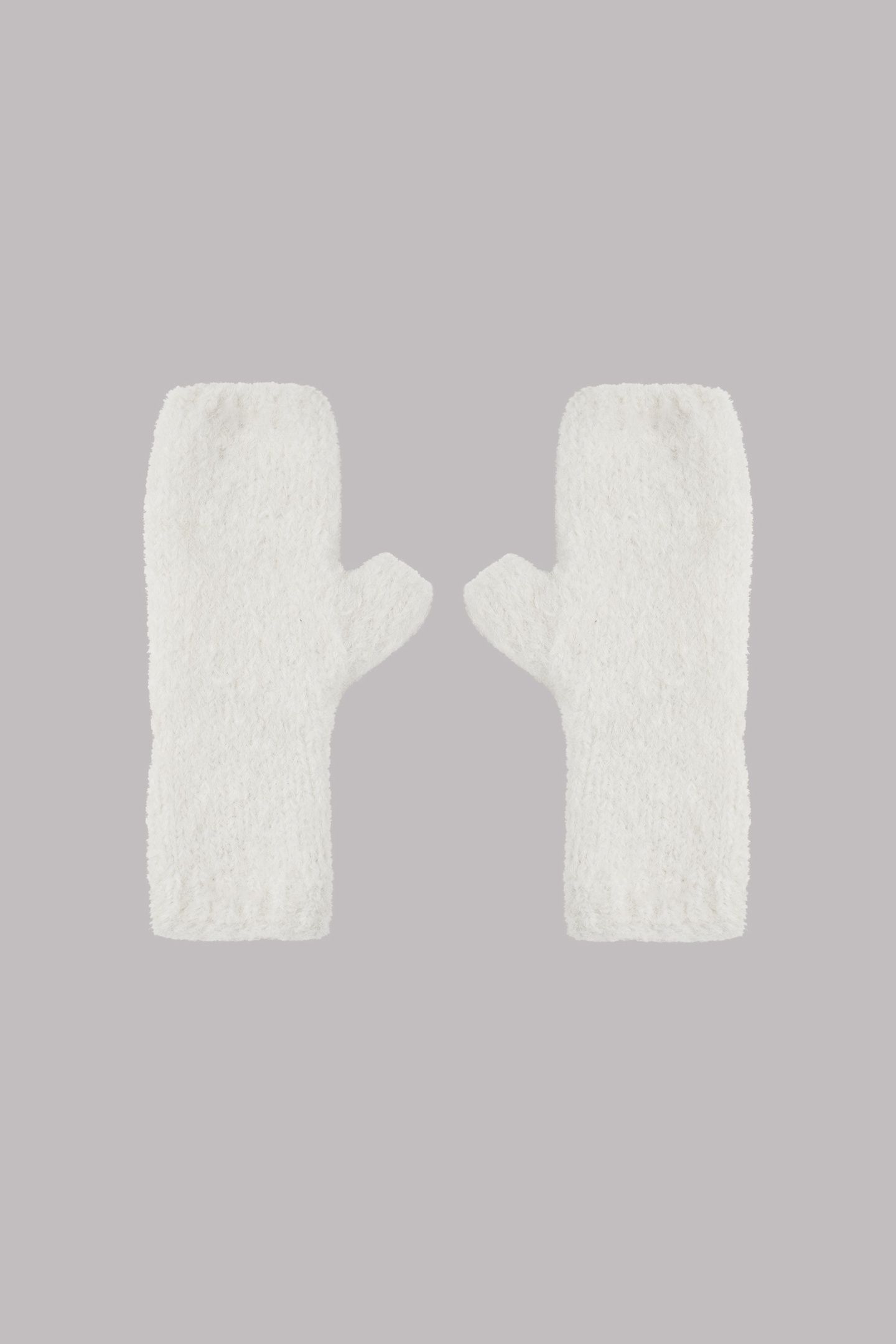 THE WHITE FLUFFY ALPACA KNIT GLOVES WHITE 3