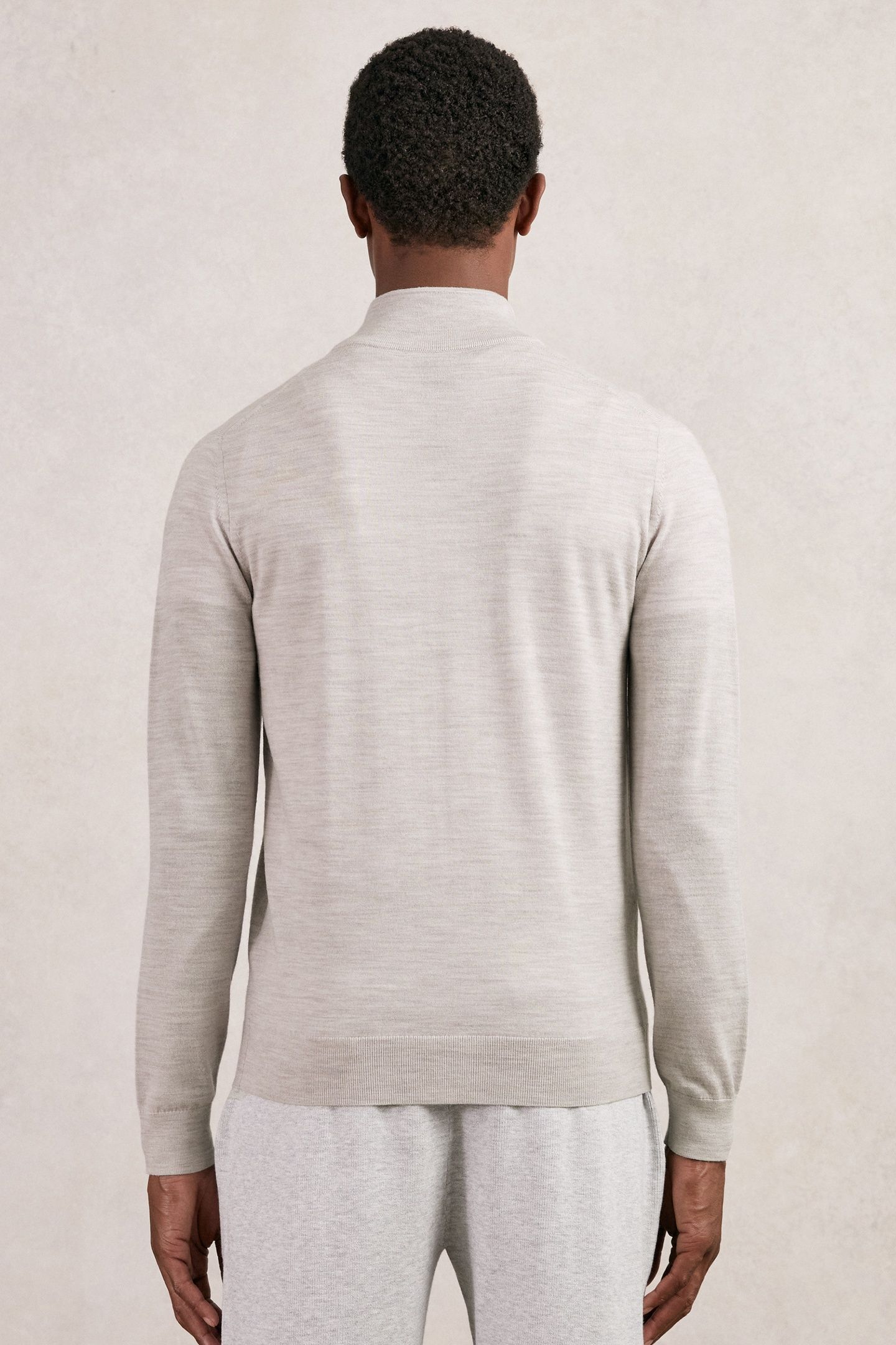 LS MERINO ZIP THROUGH FUNNEL WICKER BROWN MELANGE 2