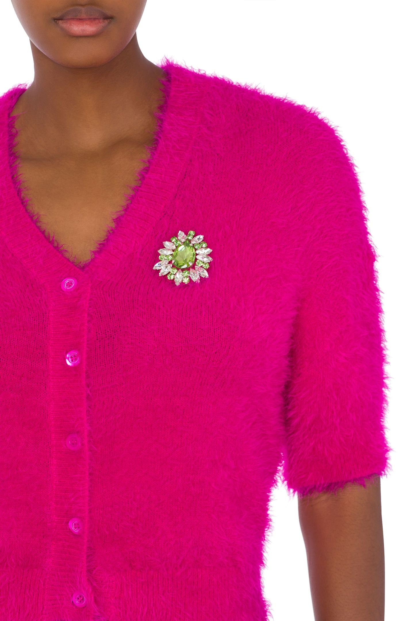 JEWEL FLOWER SOFT FABRIC CARDIGAN PINK 4