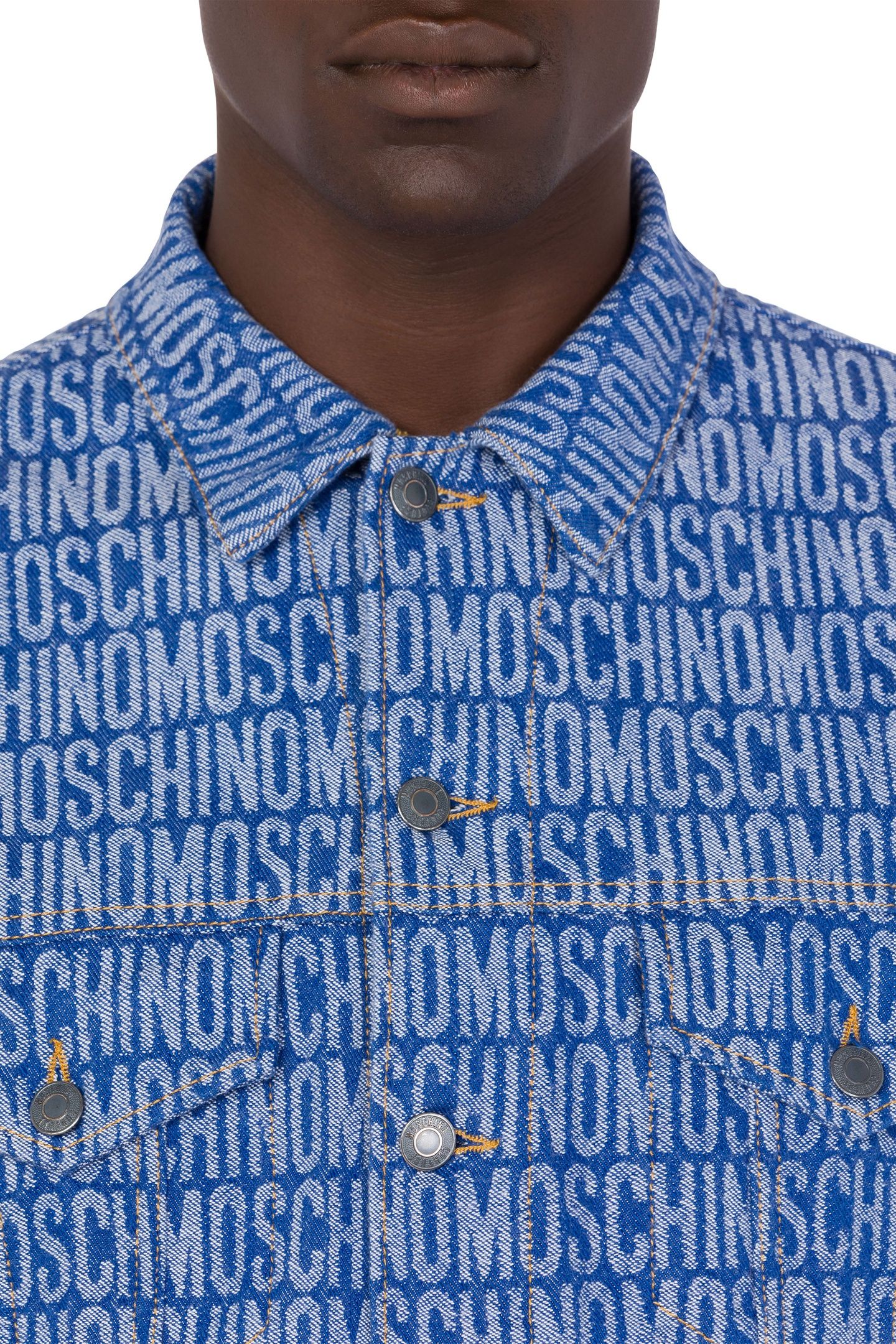 ALLOVER LOGO JACQUARD DENIM JACKET BLUE 4