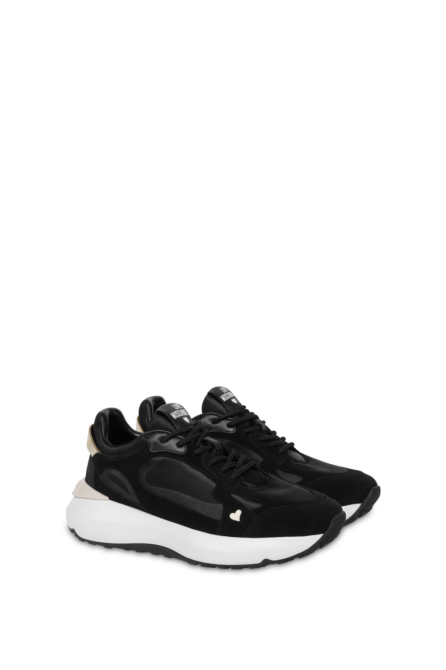 BLACK LEATHER SNEAKERS WITH HEART BLACK 2